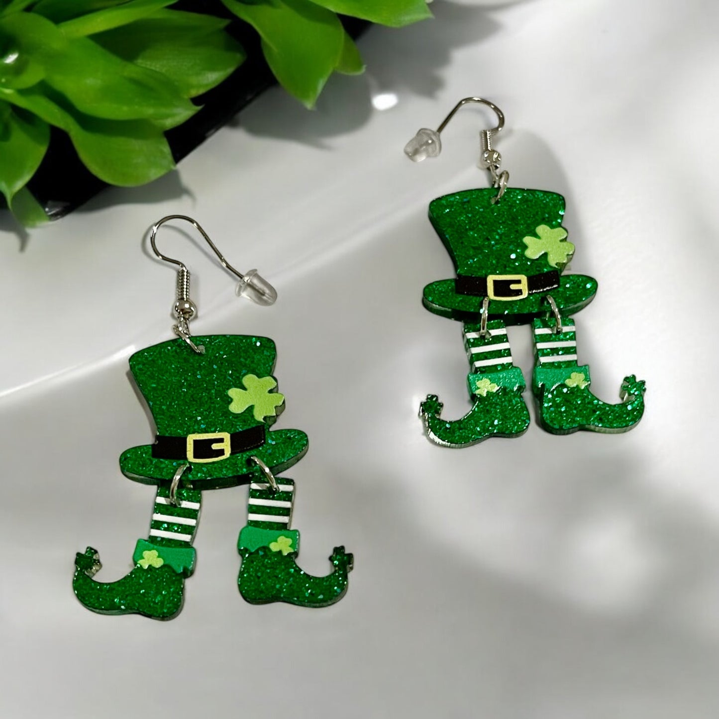 Glittery Leprechaun Hat Earrings