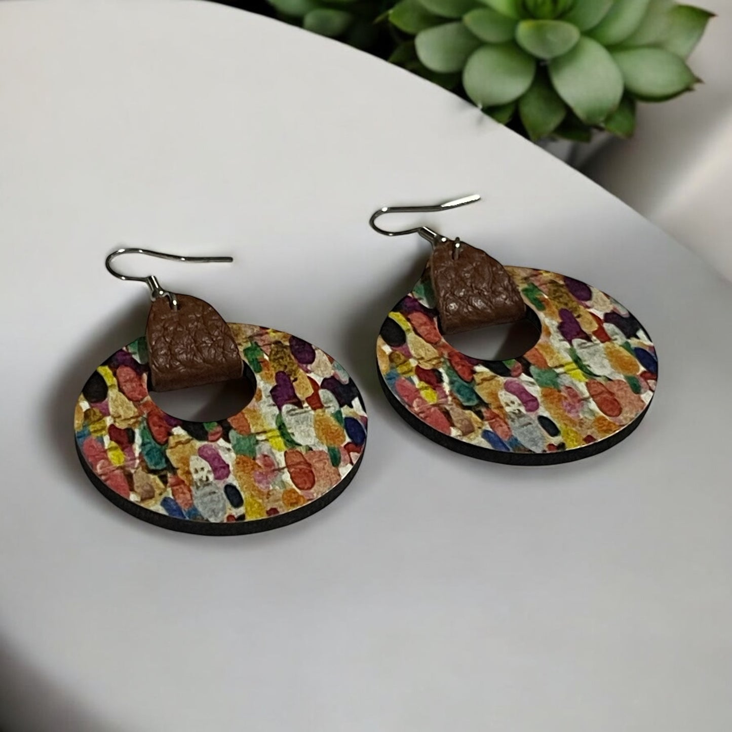 Vibrant Art Circle Earrings