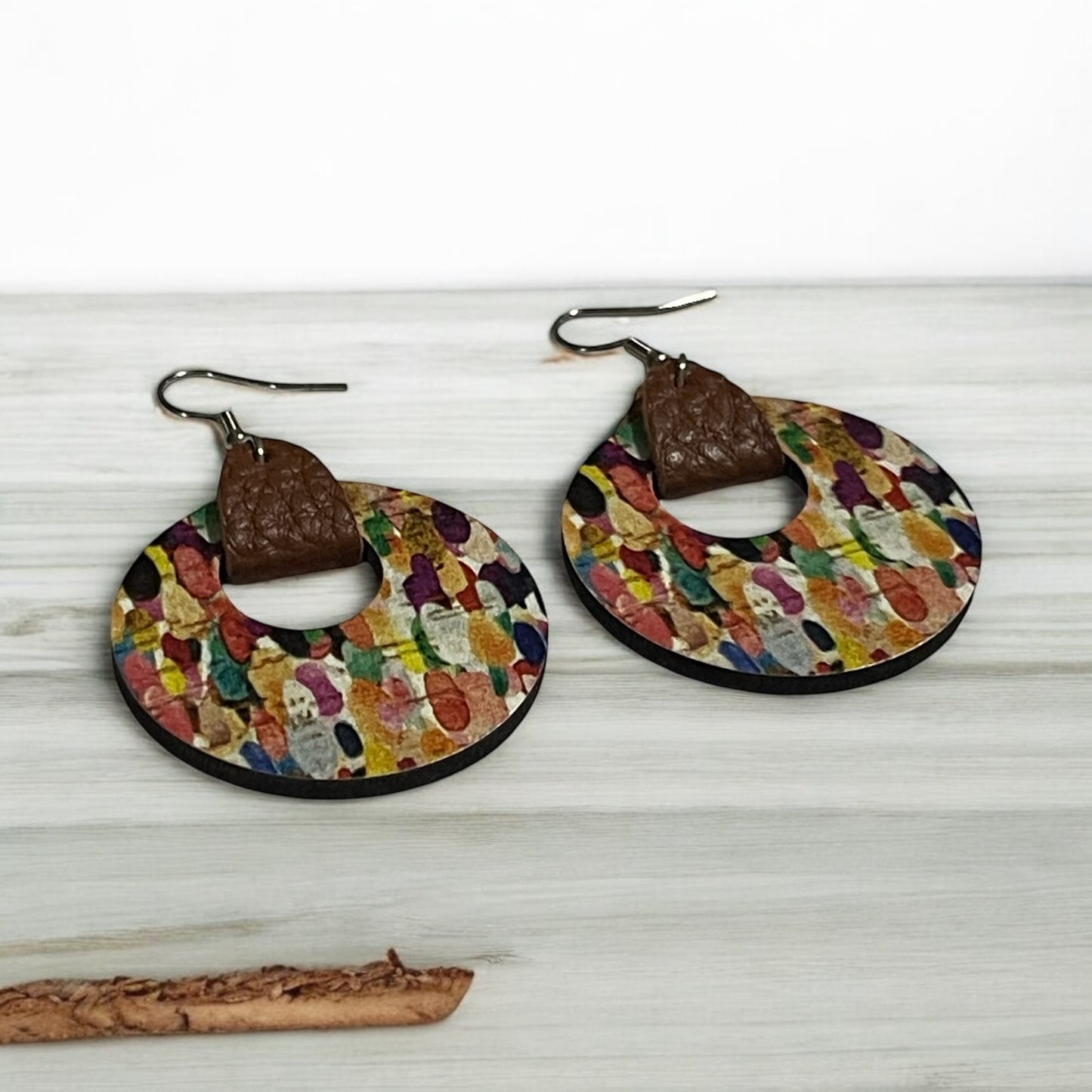 Vibrant Art Circle Earrings
