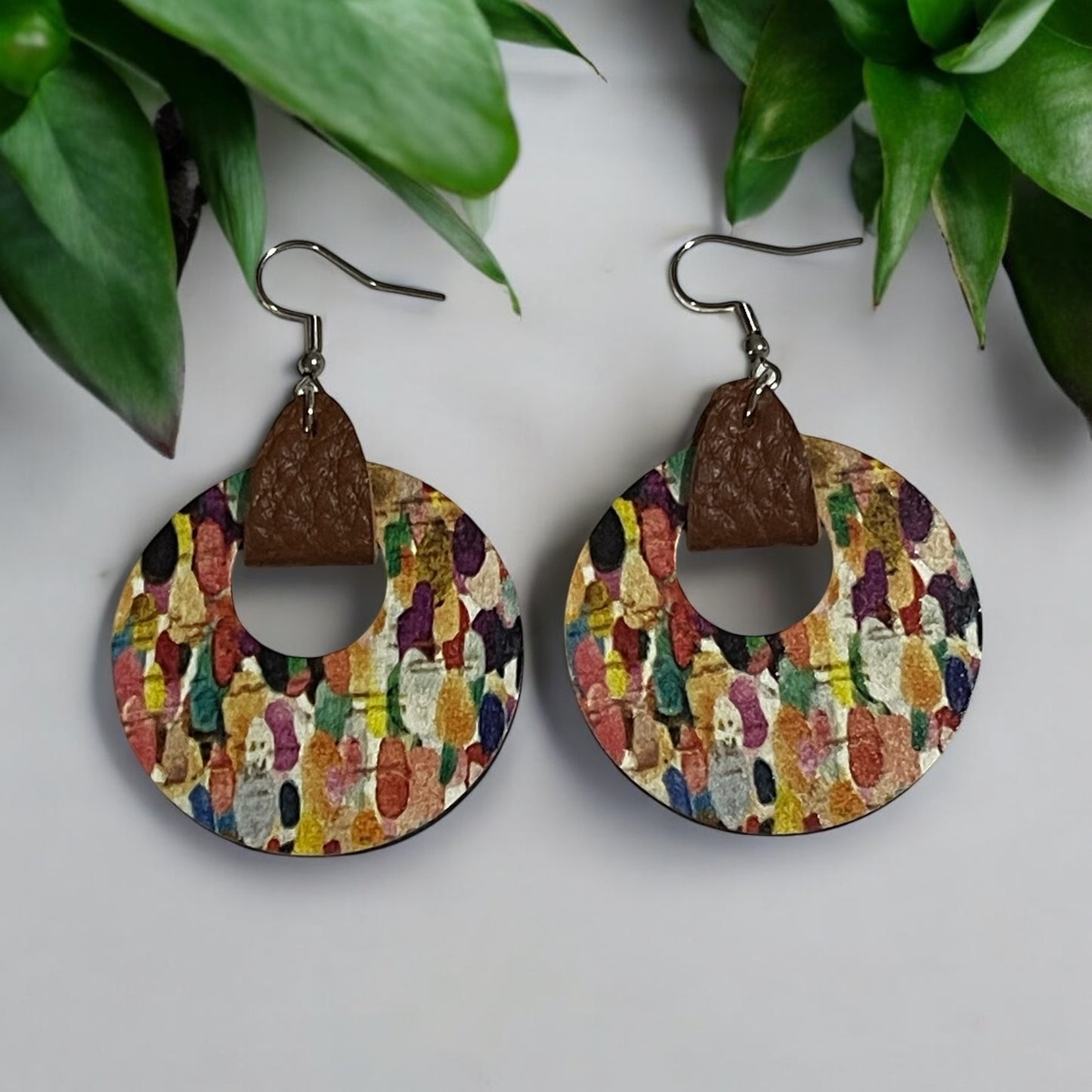 Vibrant Art Circle Earrings