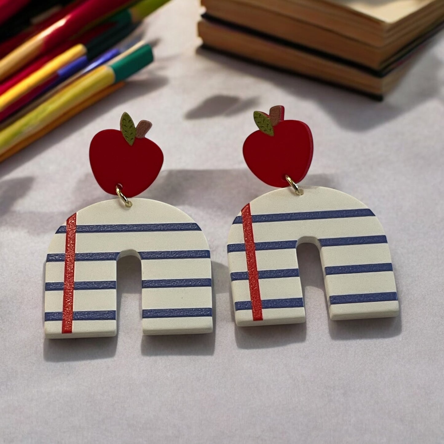 Apple and Notebook Earrings