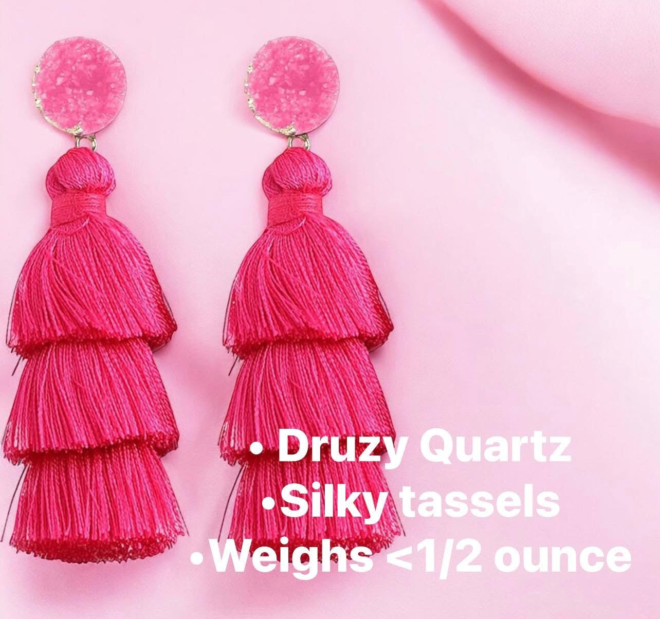 Pink Tiered Tassel Earrings