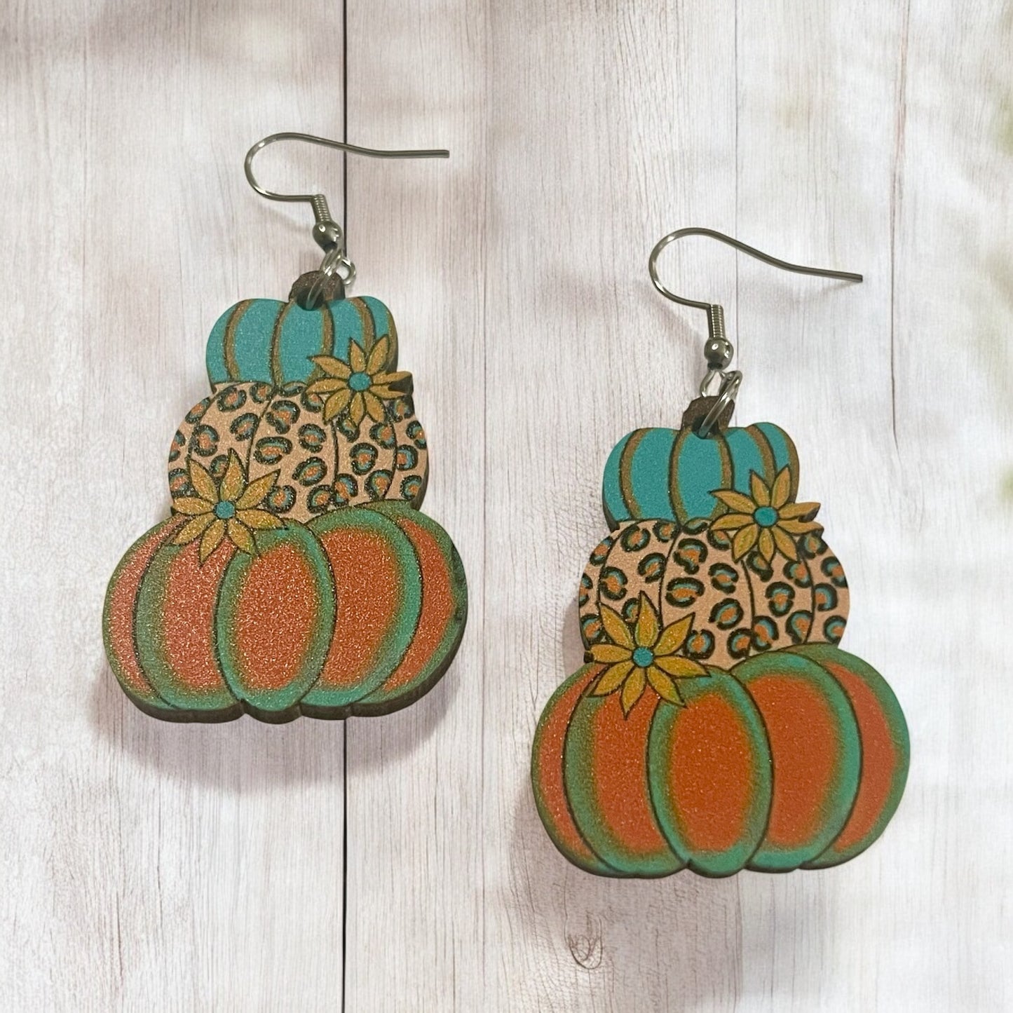 Tiered Pumpkin Patch Earrings with Teal