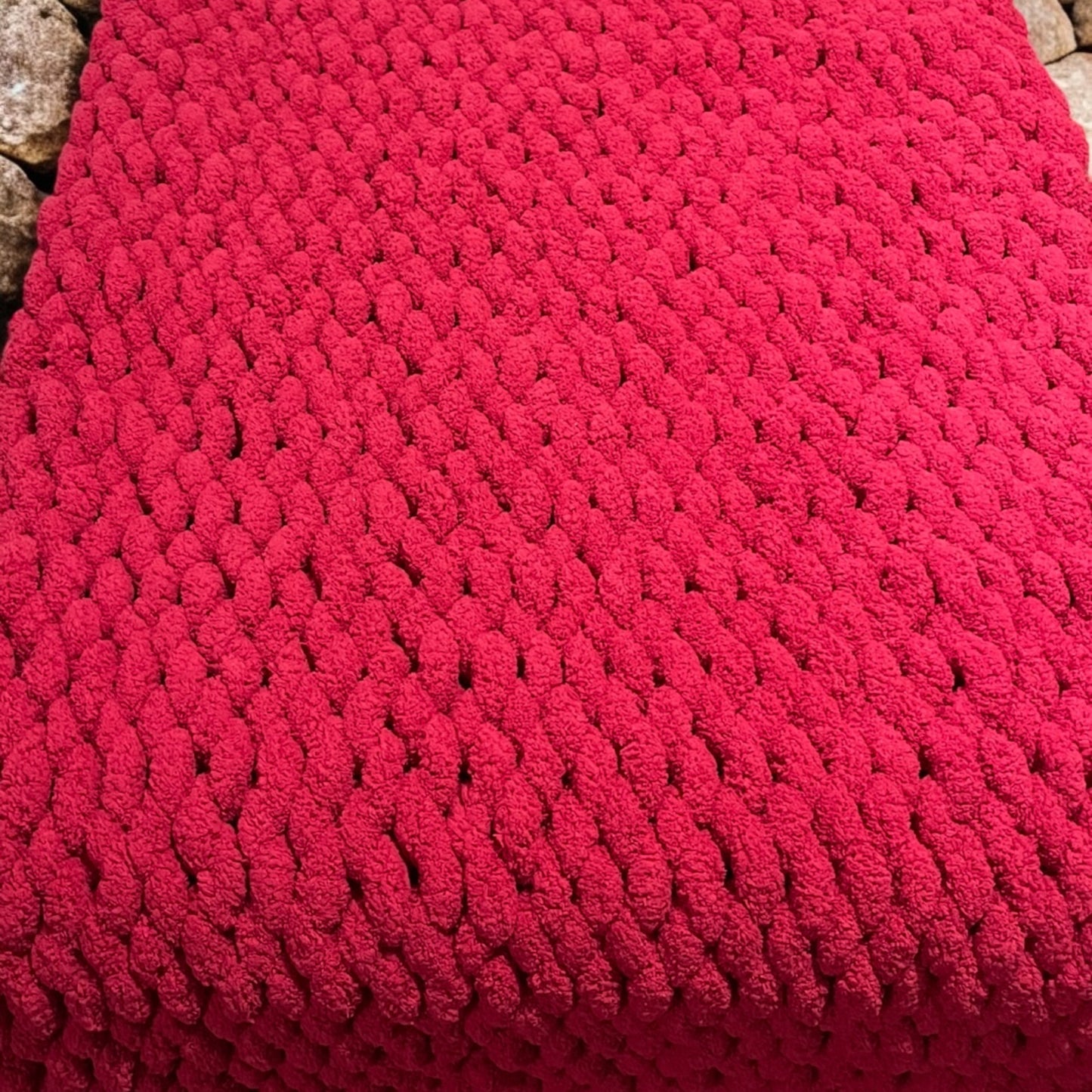 Chunky Hand-Knitted Red Jumbo Yarn Throw – Made to Order