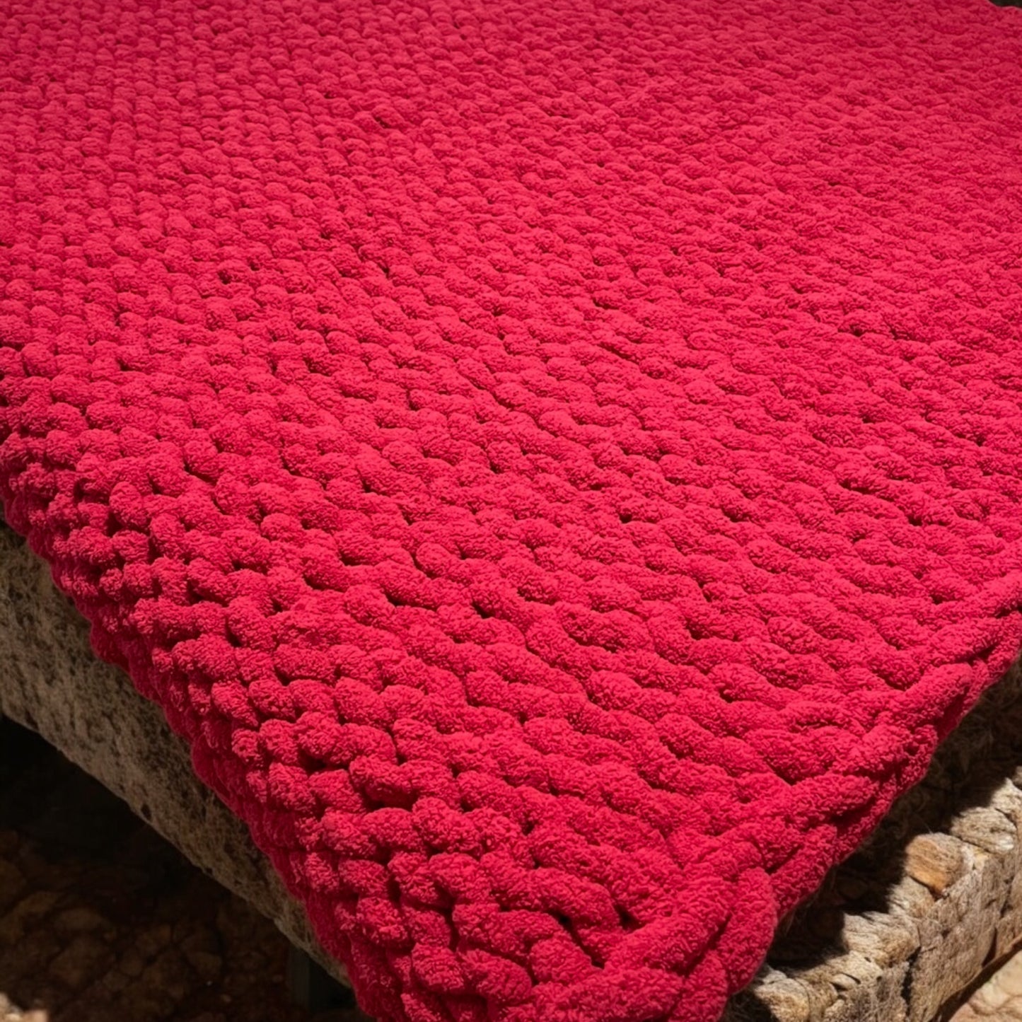 Chunky Hand-Knitted Red Jumbo Yarn Throw – Made to Order