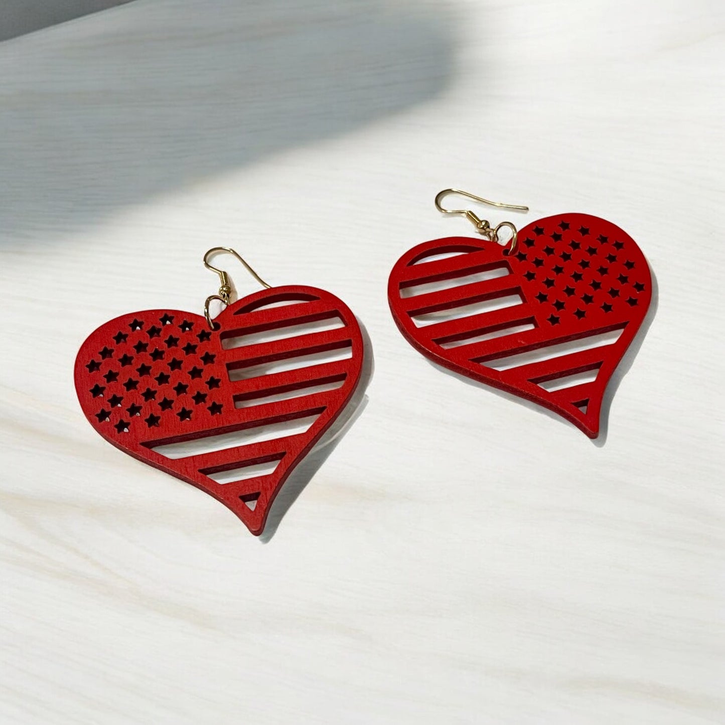 Red Heart Flag Earrings