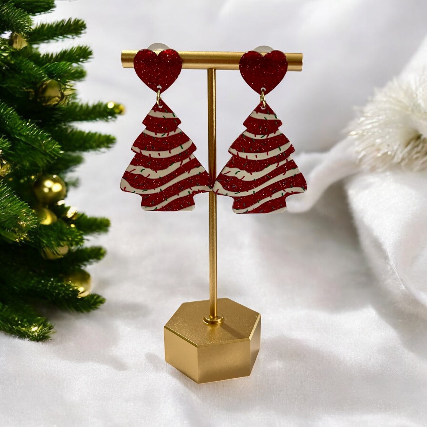 Peppermint Twist Christmas Tree Earrings