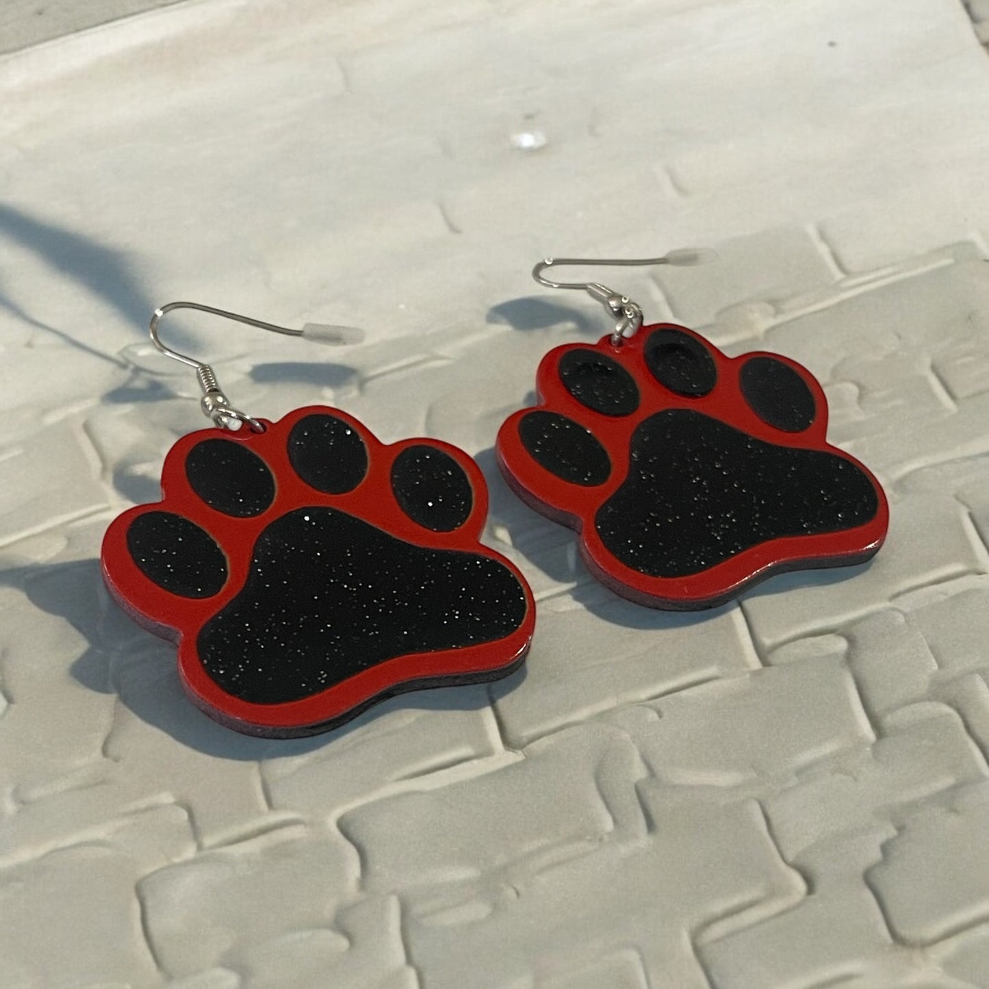 Glitter Paw Print Earrings