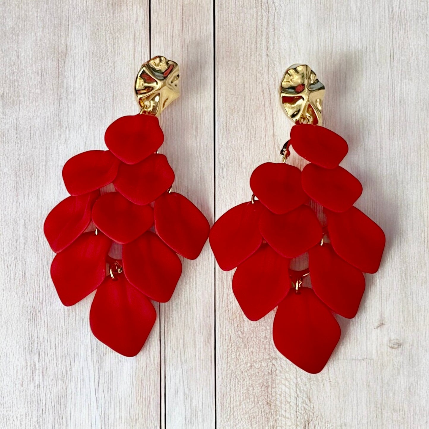 Red Leaf Cascade Earrings