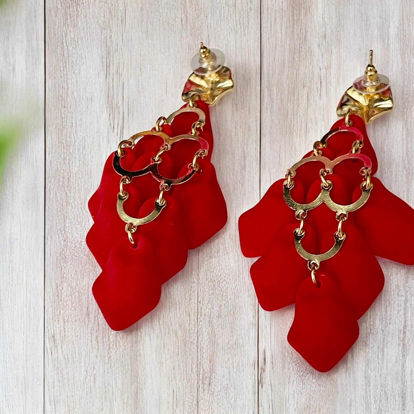 Red Leaf Cascade Earrings