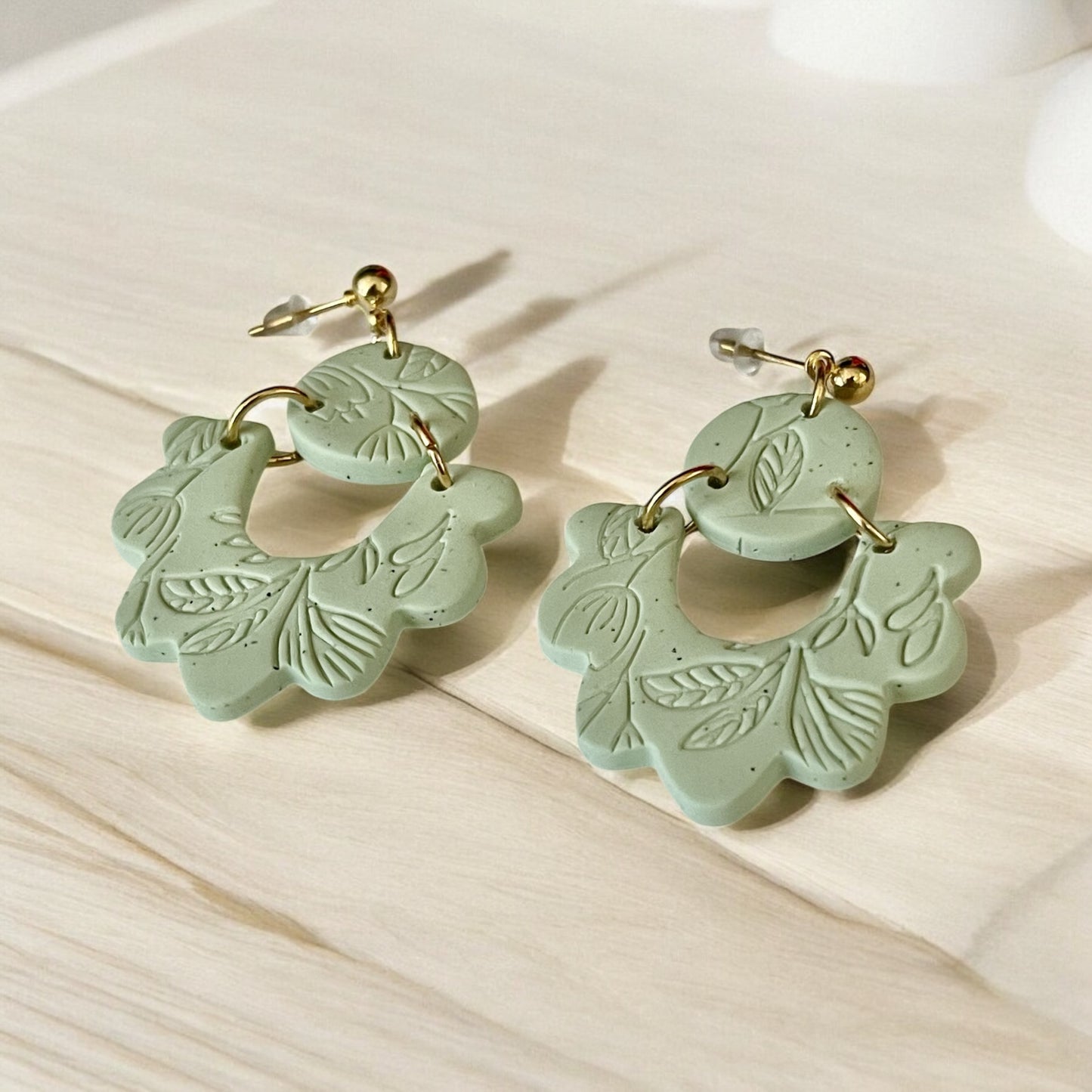 Golden Sage Leaf Earrings