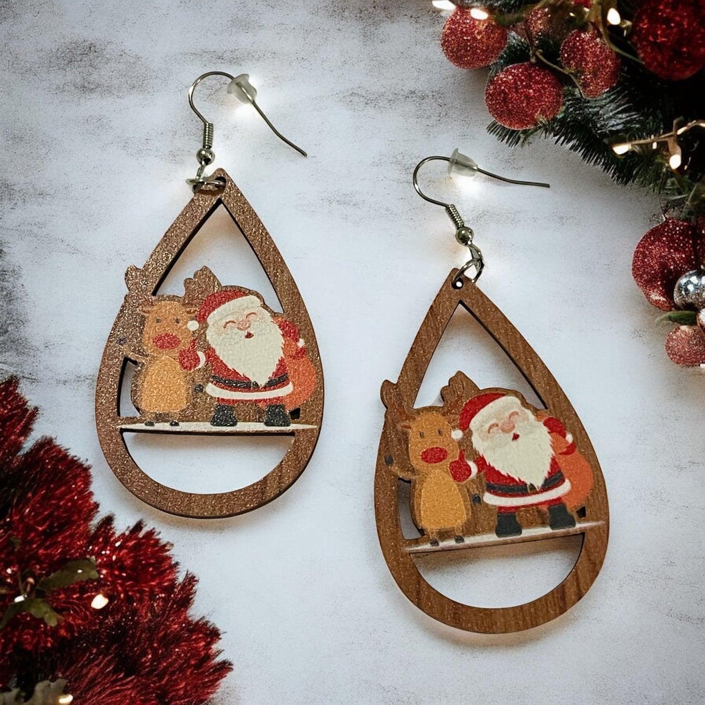 Santa’s Sleigh Ride Teardrop Earrings