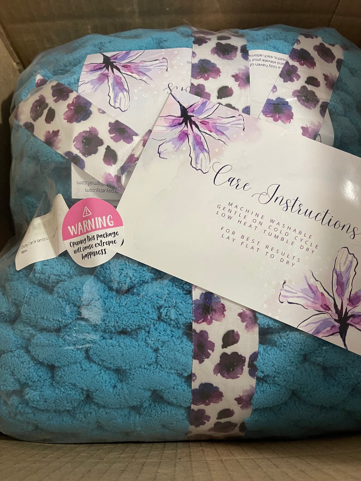 Jumbo Chunky Teal Chenille Blanket
