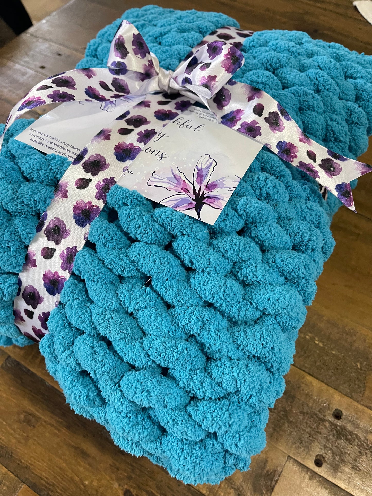 Jumbo Chunky Teal Chenille Blanket