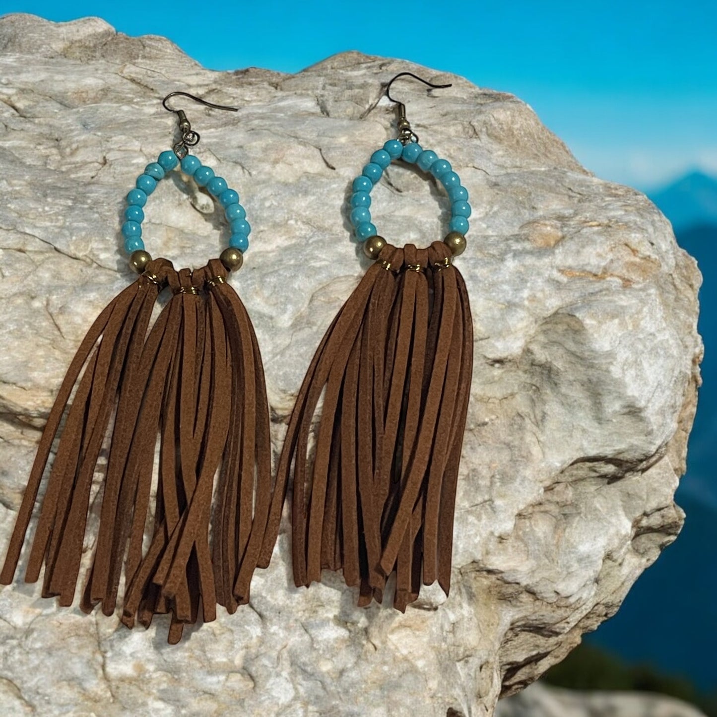 Turquoise Fringe Western Earrings