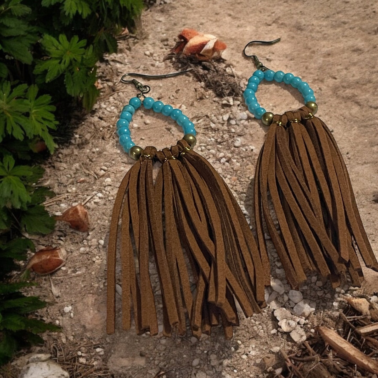 Turquoise Fringe Western Earrings