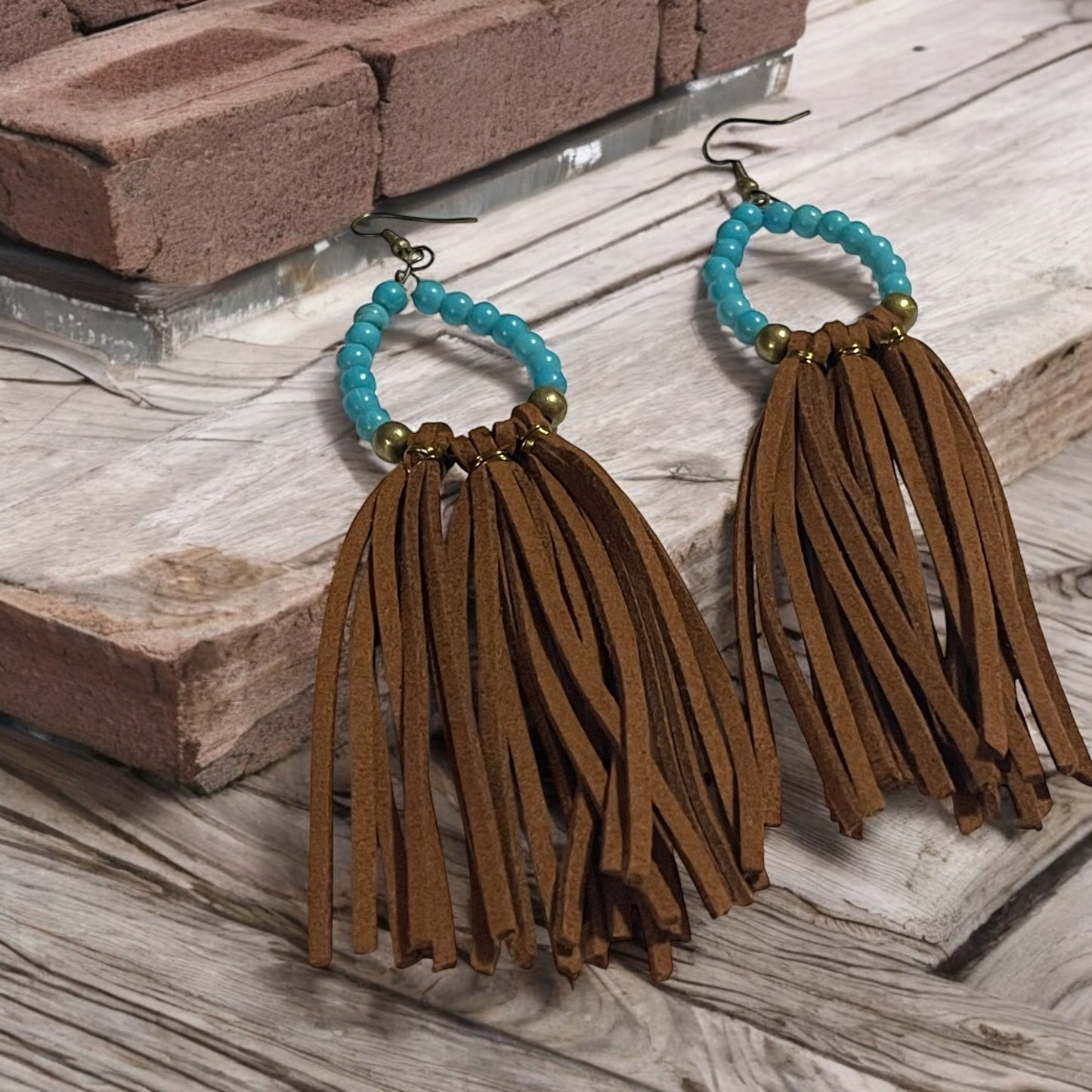 Turquoise Fringe Western Earrings