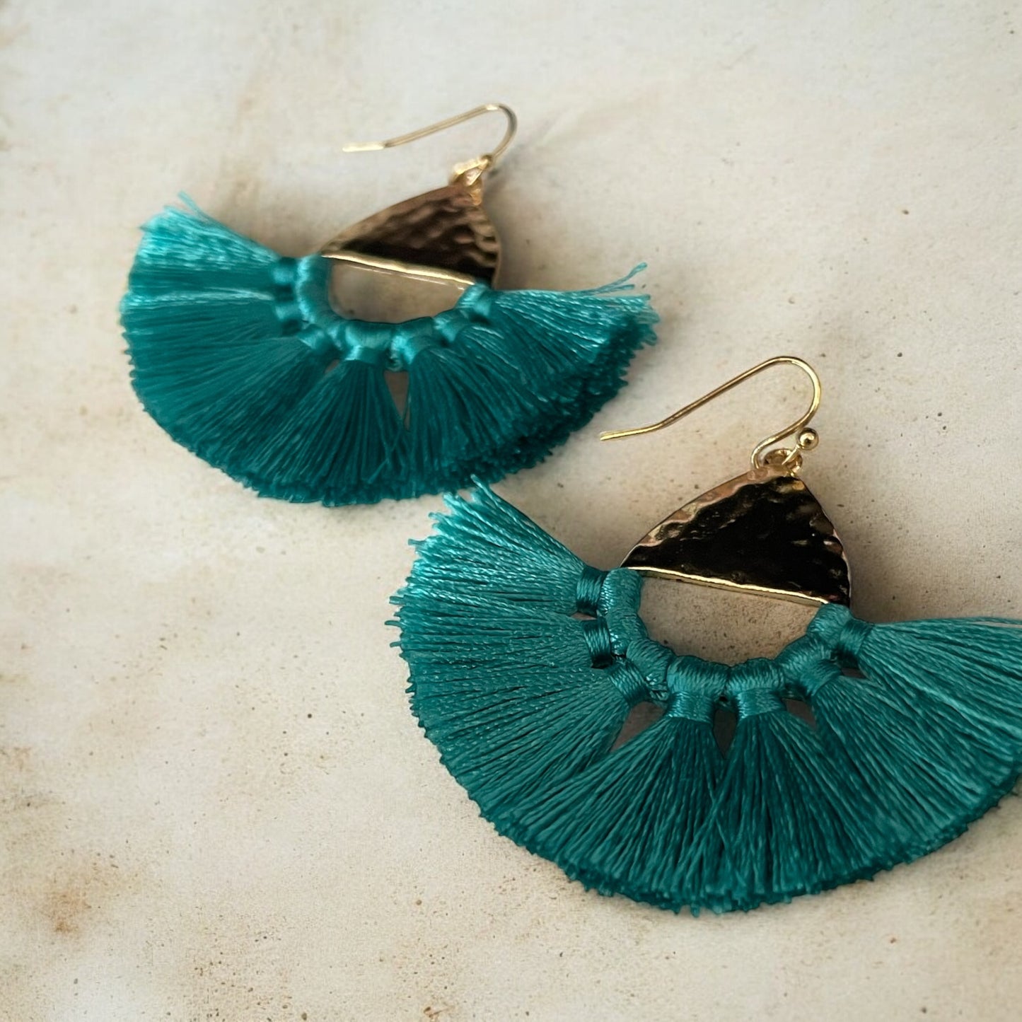 Boho Breeze Teal Fan Earrings