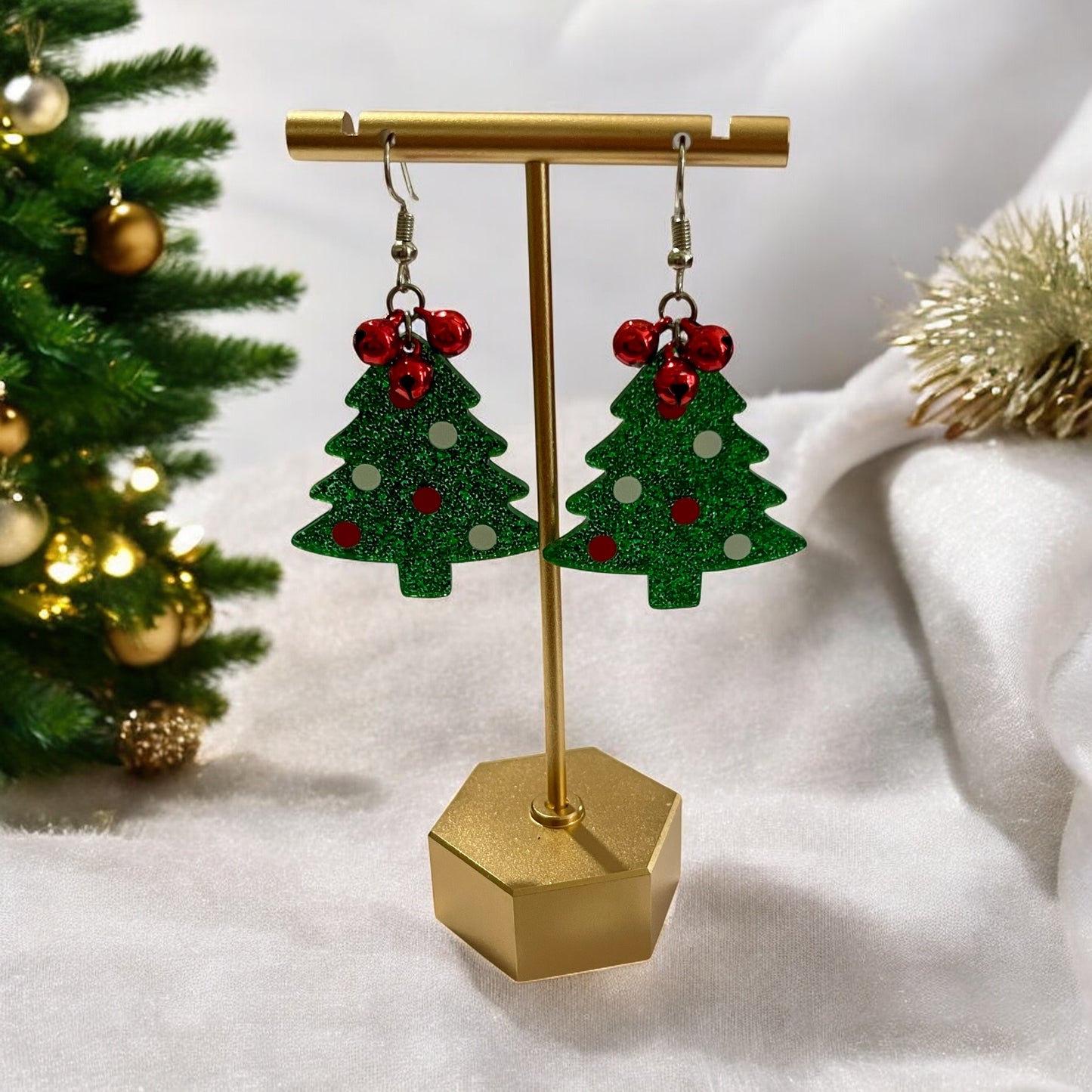 Jingle Bell Christmas Tree Earrings