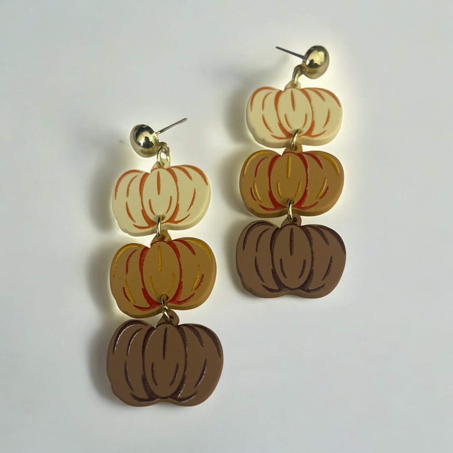 Trio Pumpkin Dangle Earrings – Fall Harvest Statement Jewelry