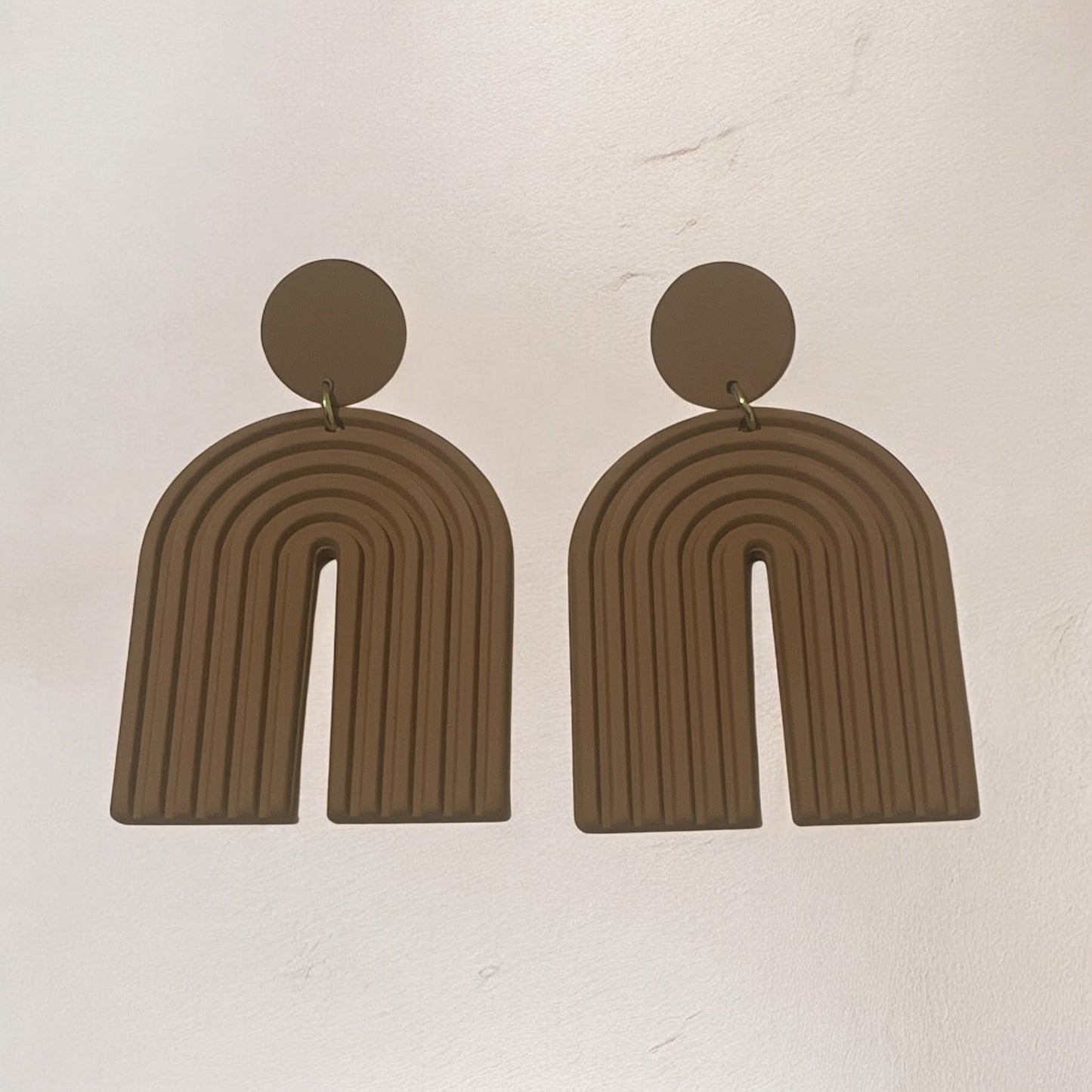 Brown U-Shaped Statement Earrings