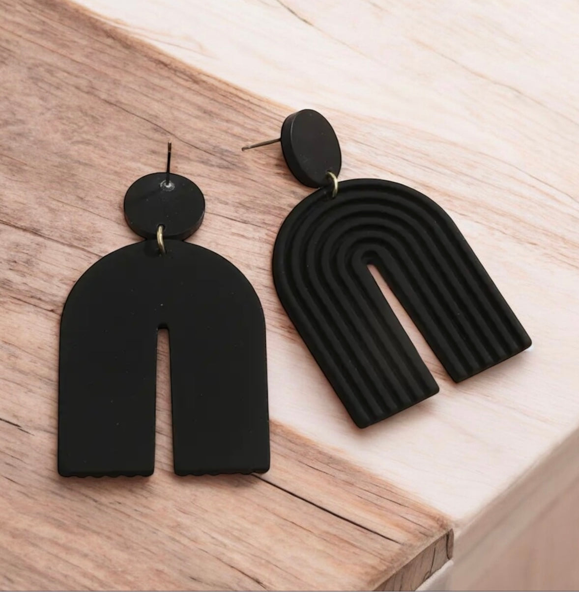 Black U-Shaped Statement Earrings