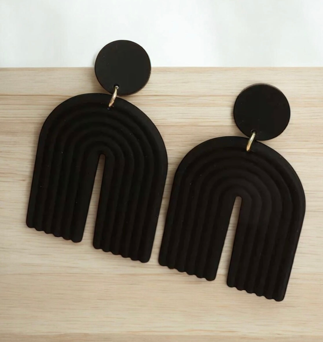 Black U-Shaped Statement Earrings