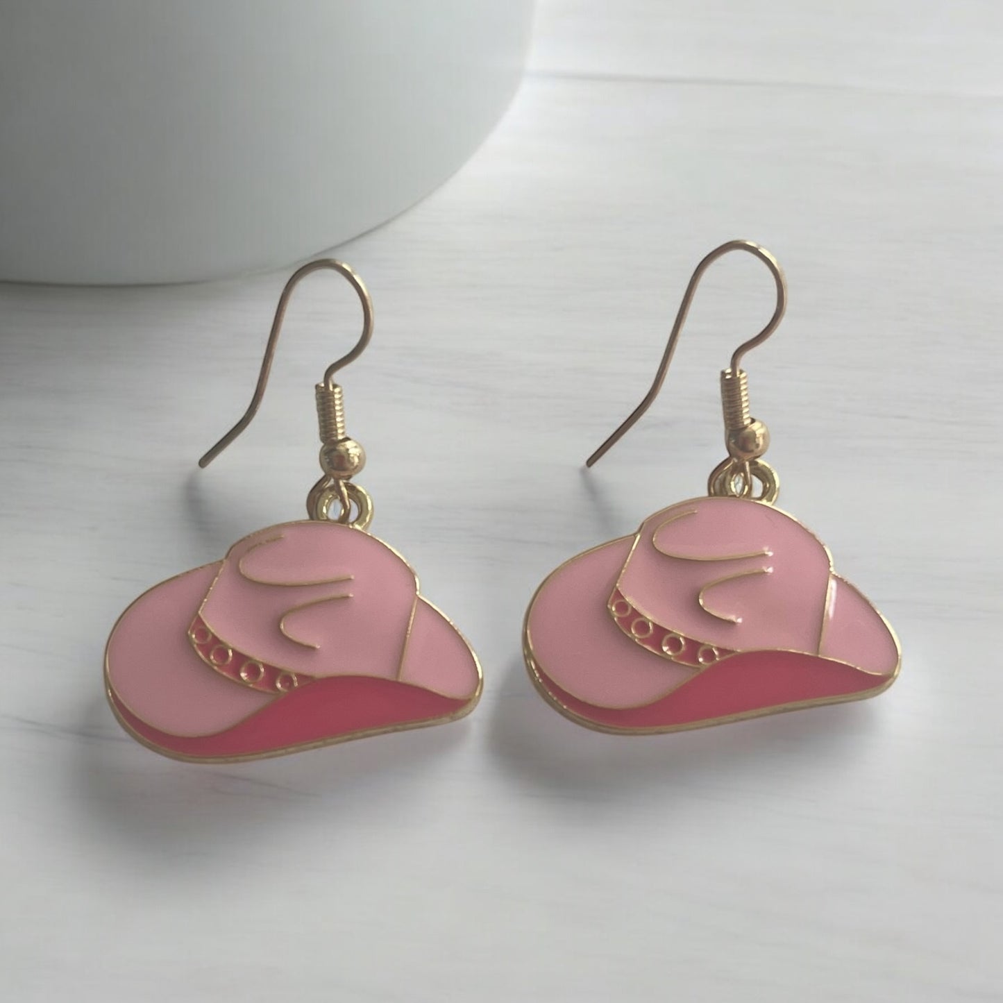 Charming Pink Cowboy Hat Earrings