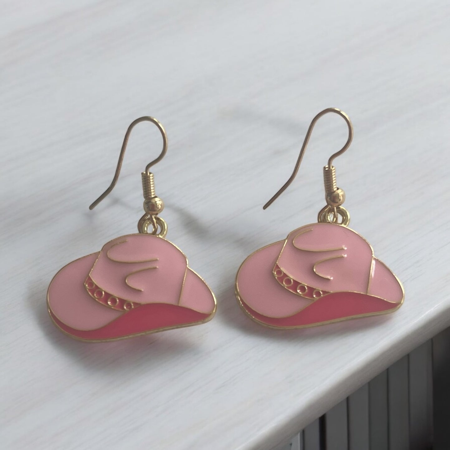 Charming Pink Cowboy Hat Earrings
