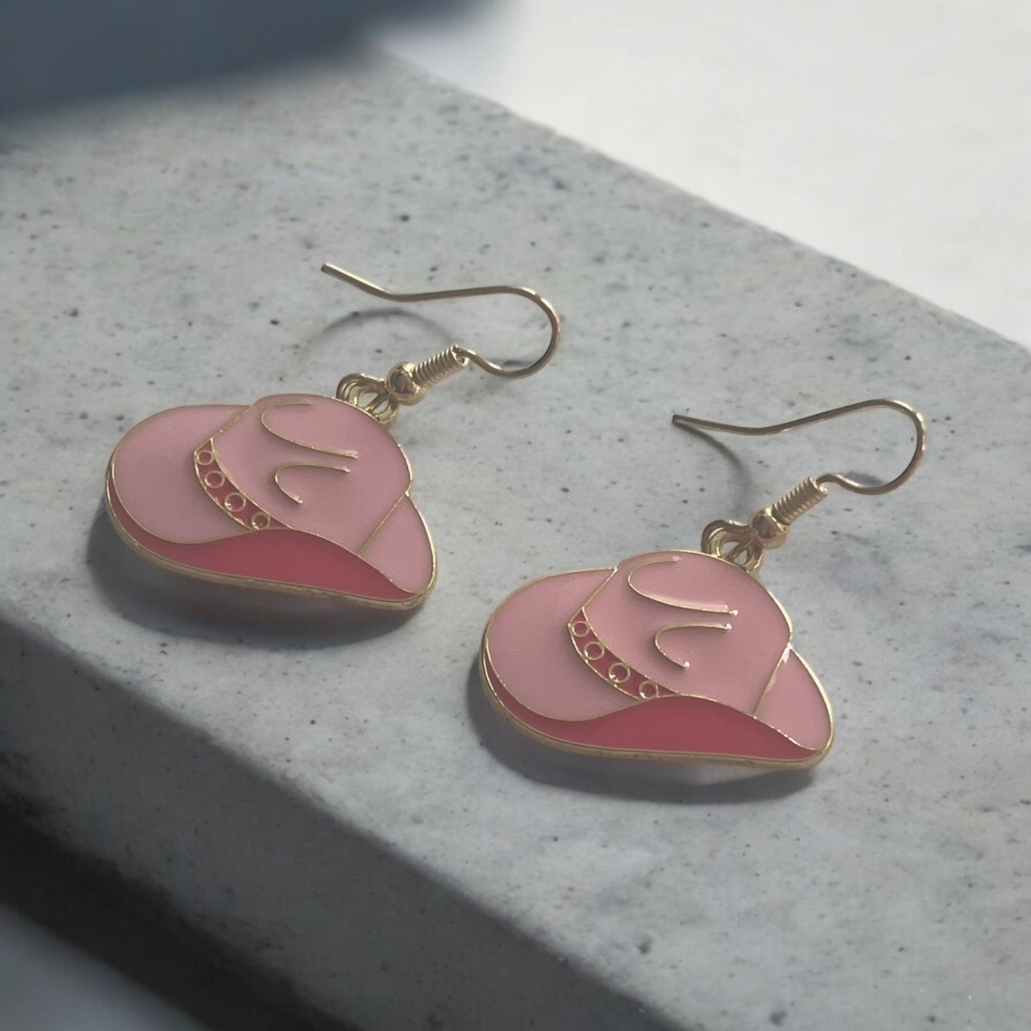 Charming Pink Cowboy Hat Earrings