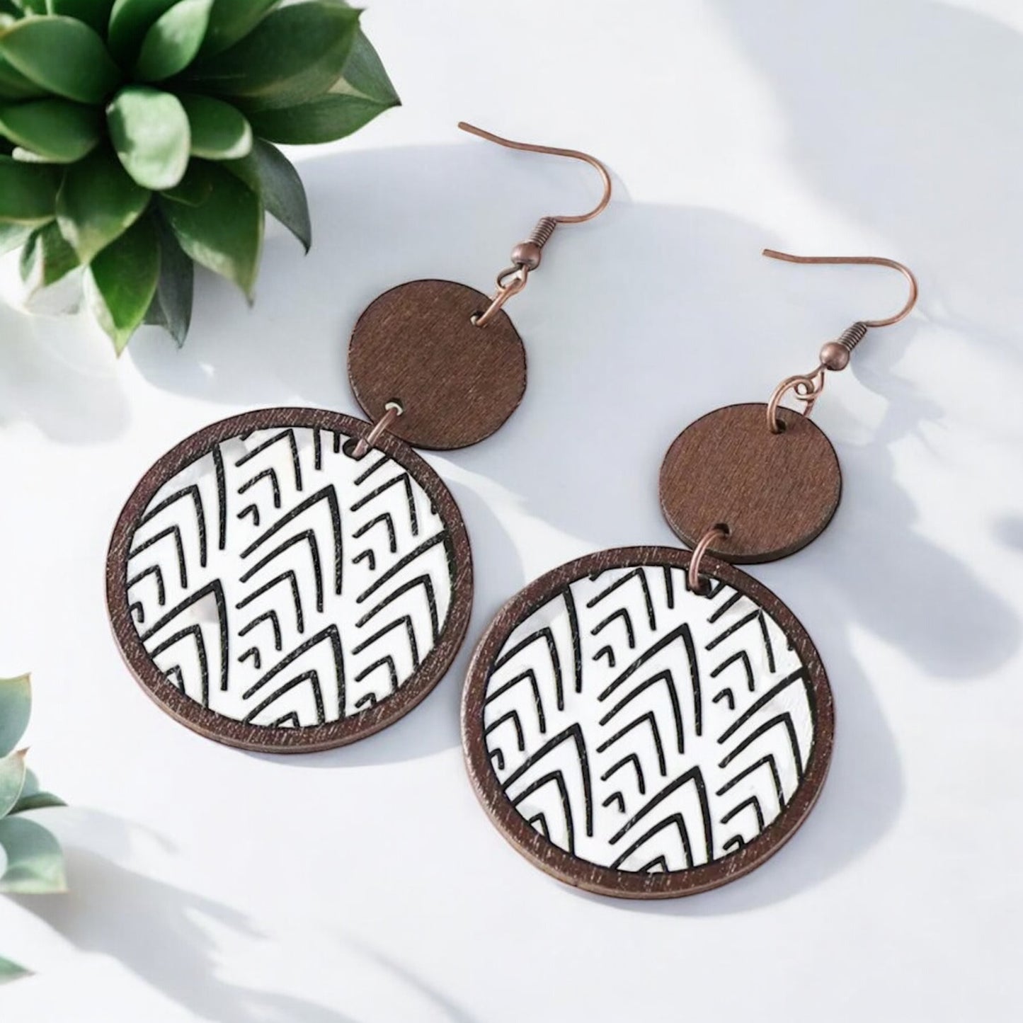 Boho Geometric Wooden Dangle Earrings