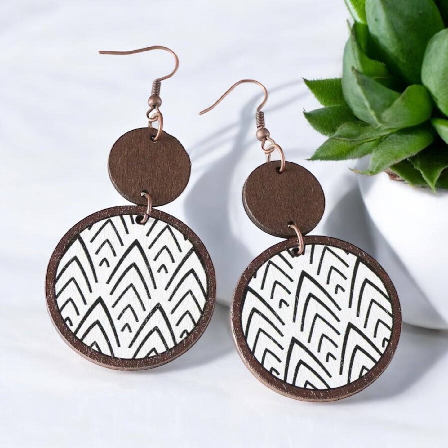 Boho Geometric Wooden Dangle Earrings