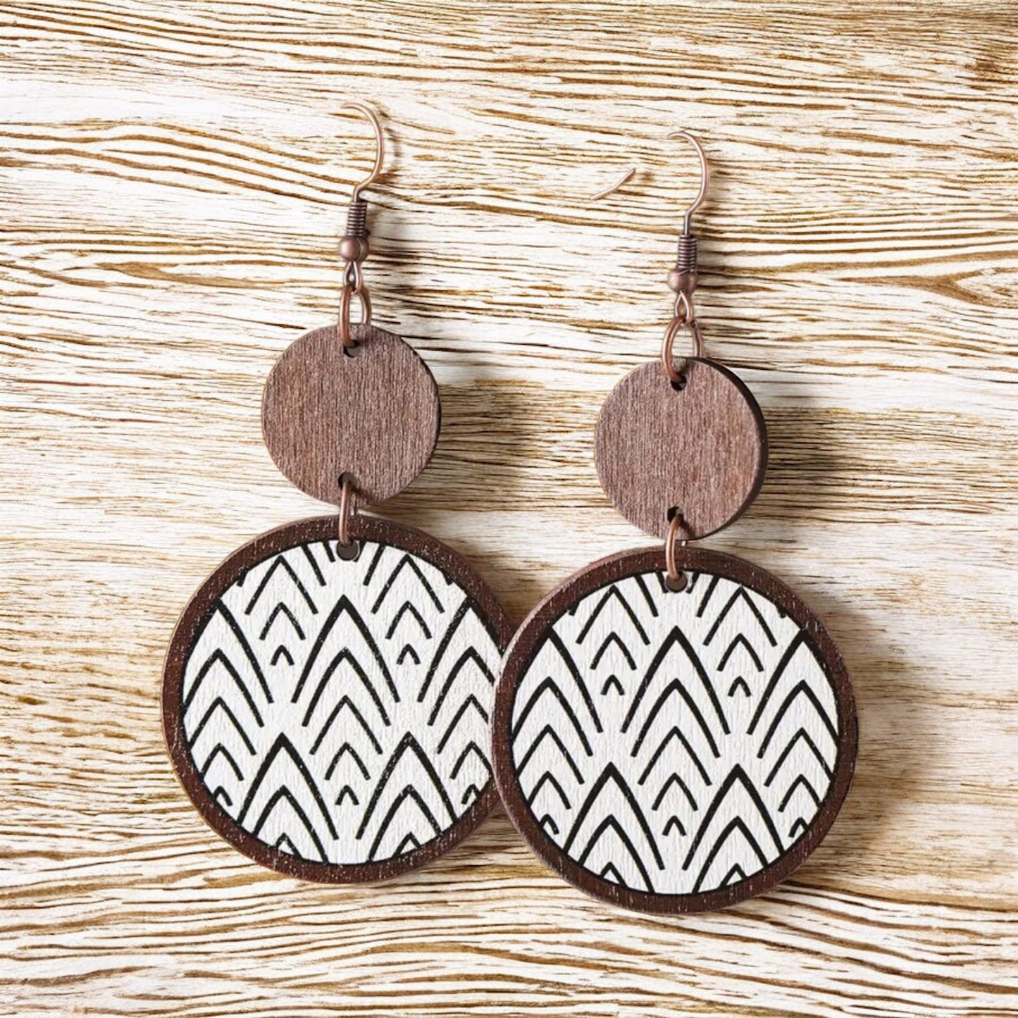 Boho Geometric Wooden Dangle Earrings