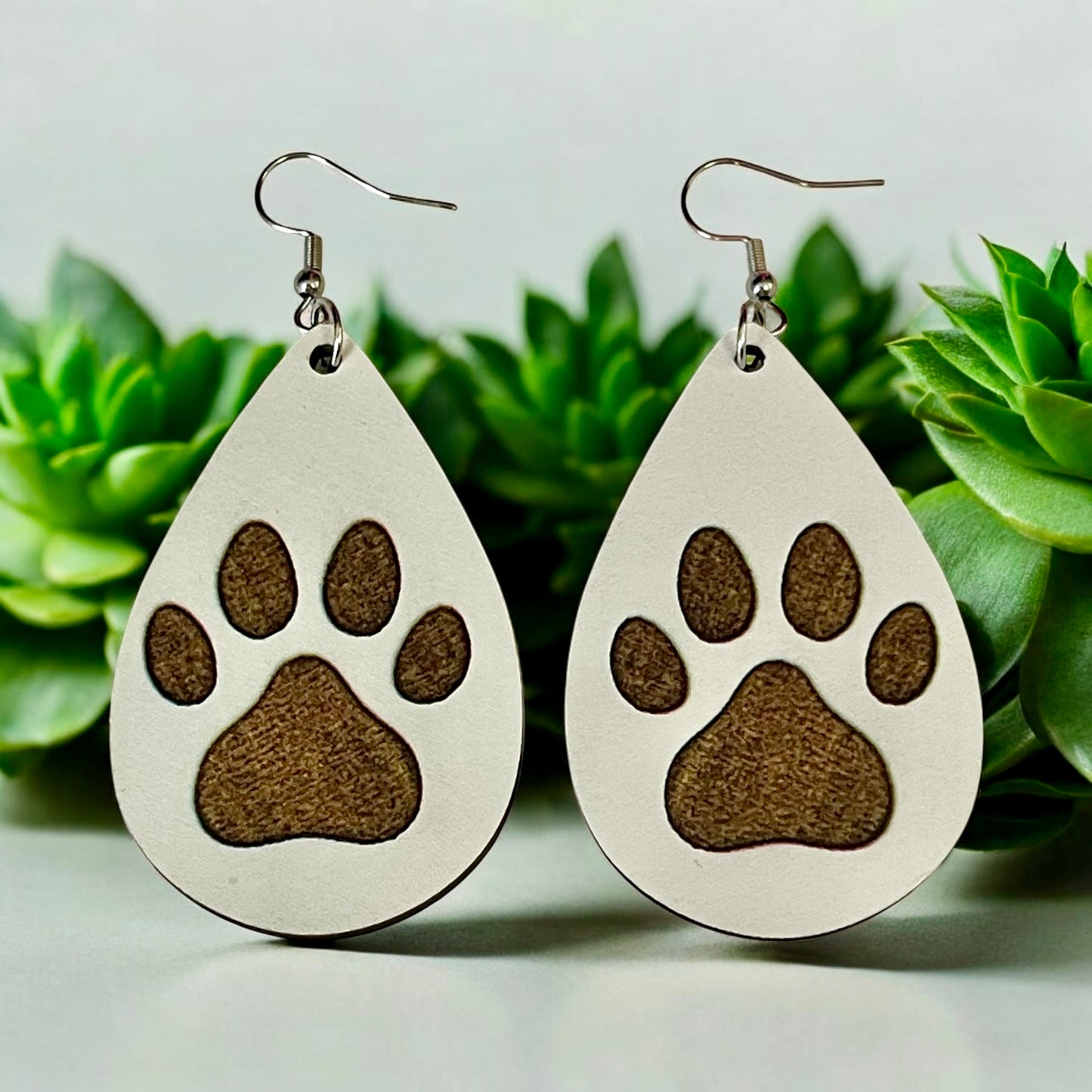 Rustic Paw Teardrop Earrings