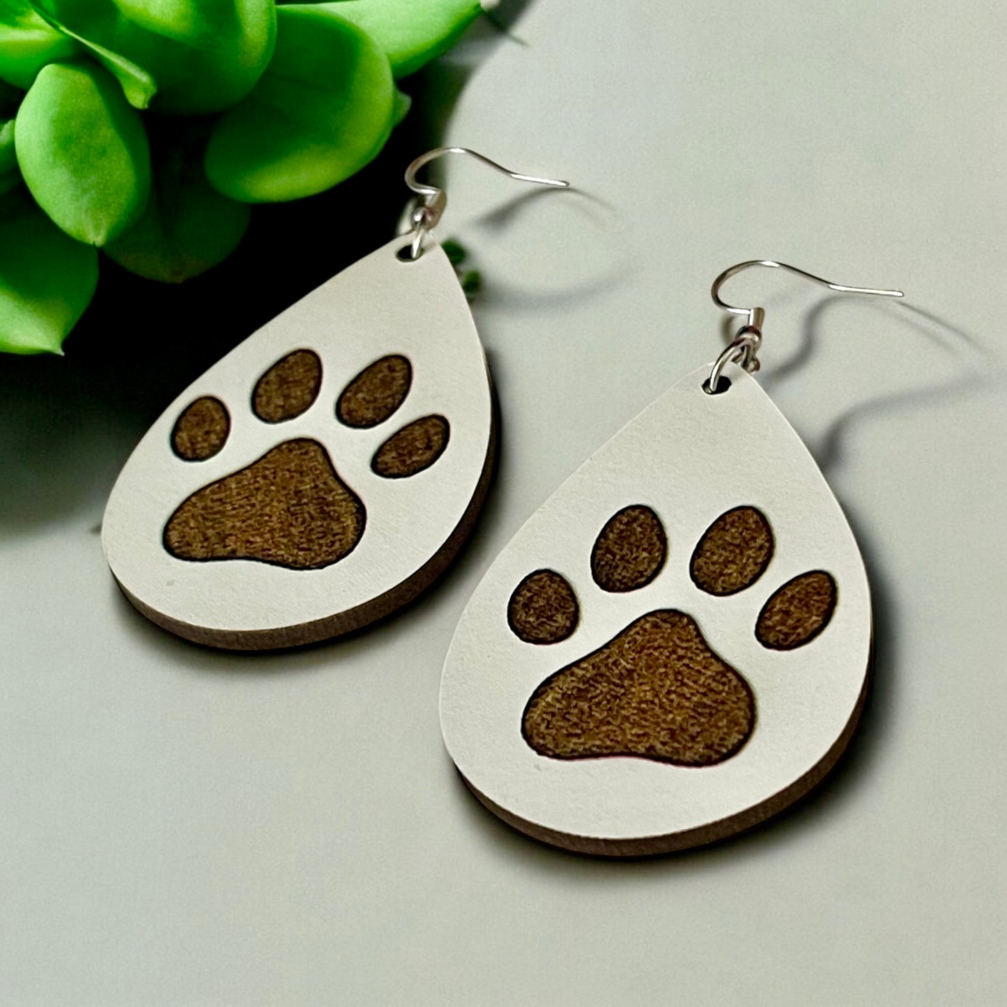 Rustic Paw Teardrop Earrings