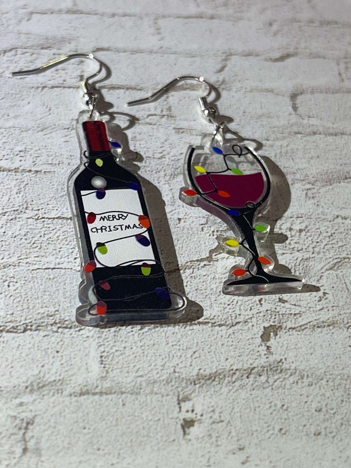 Festive Wine Bottle & Wine Glass Earrings