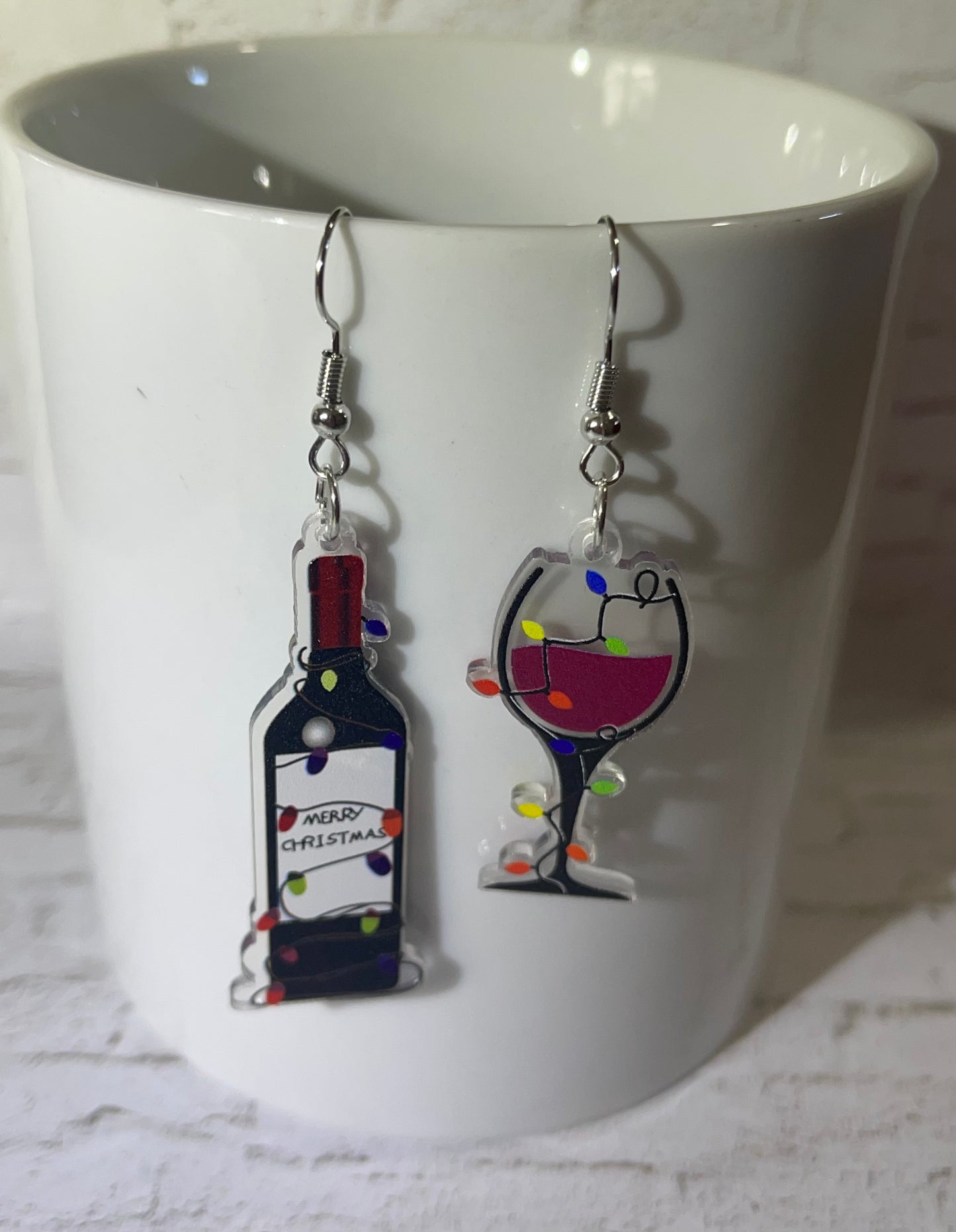 Festive Wine Bottle & Wine Glass Earrings