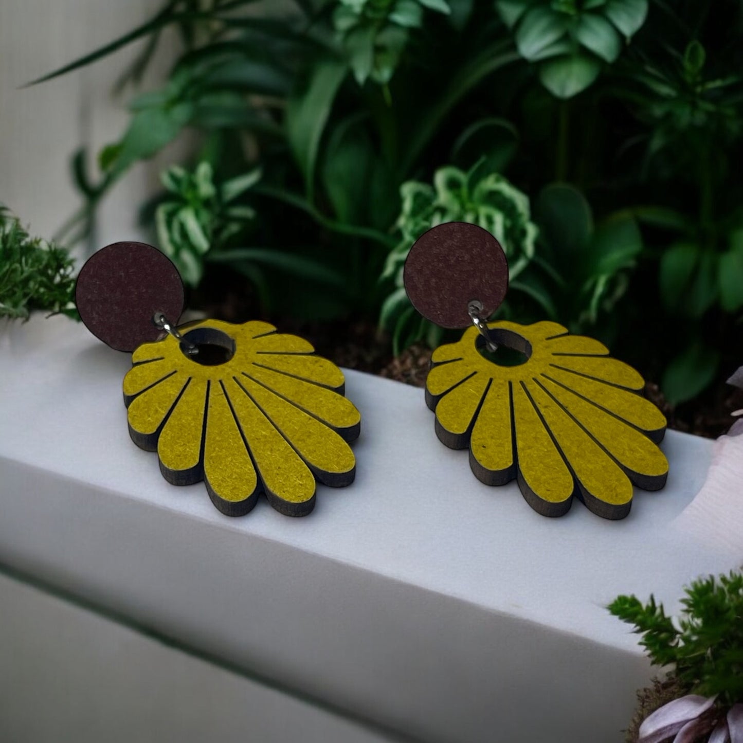 Vibrant Yellow Leaf-Shaped Earrings