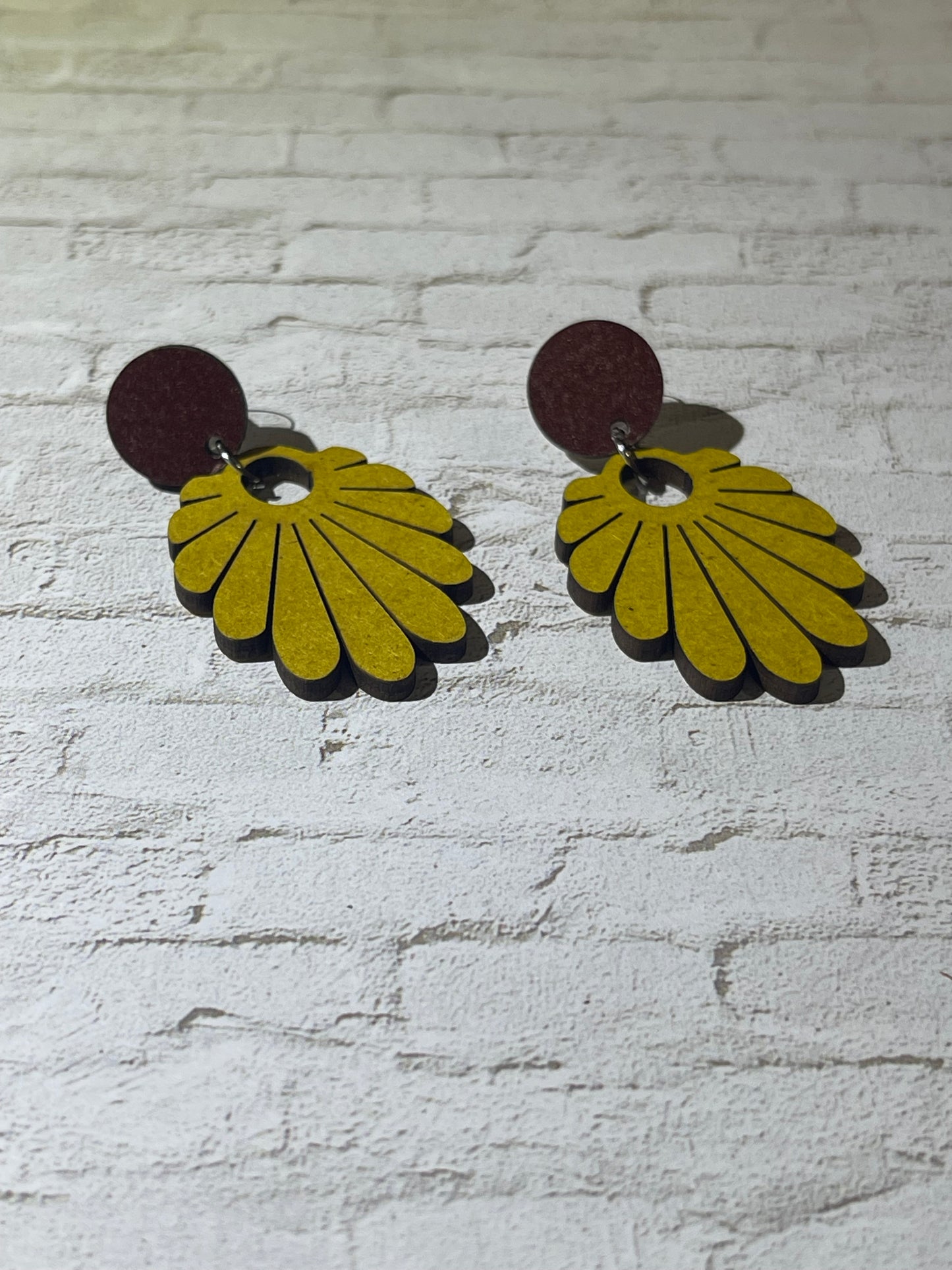 Vibrant Yellow Leaf-Shaped Earrings