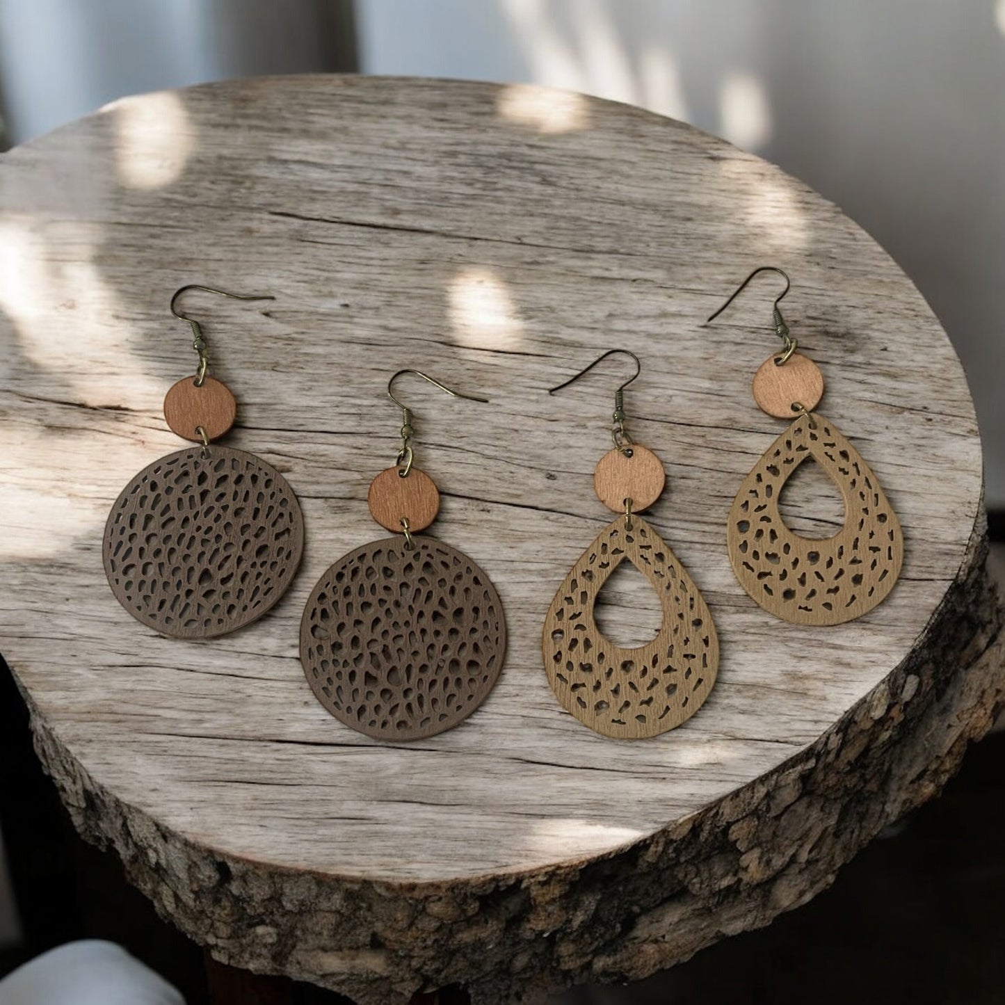 Natural Elegance: Wooden Earring Set