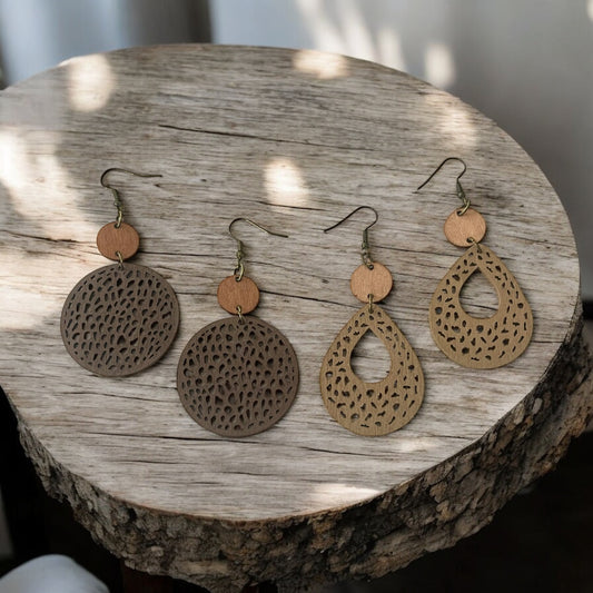 Natural Elegance: Wooden Earring Set