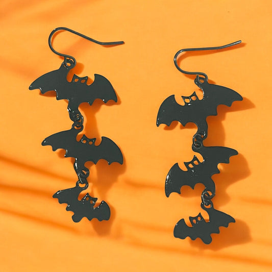Triple Bat Drop Earrings