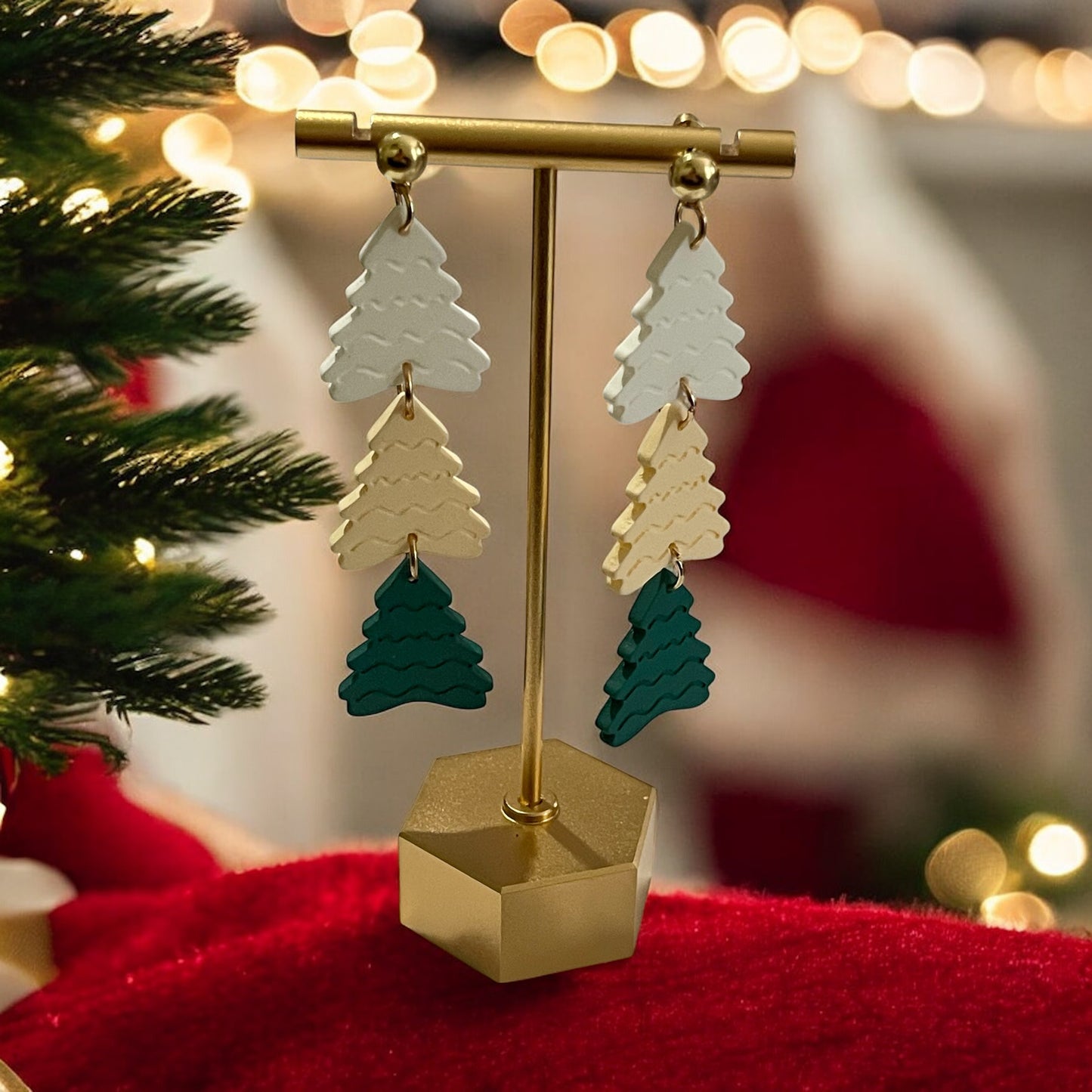 Triple Tier Christmas Tree Earrings