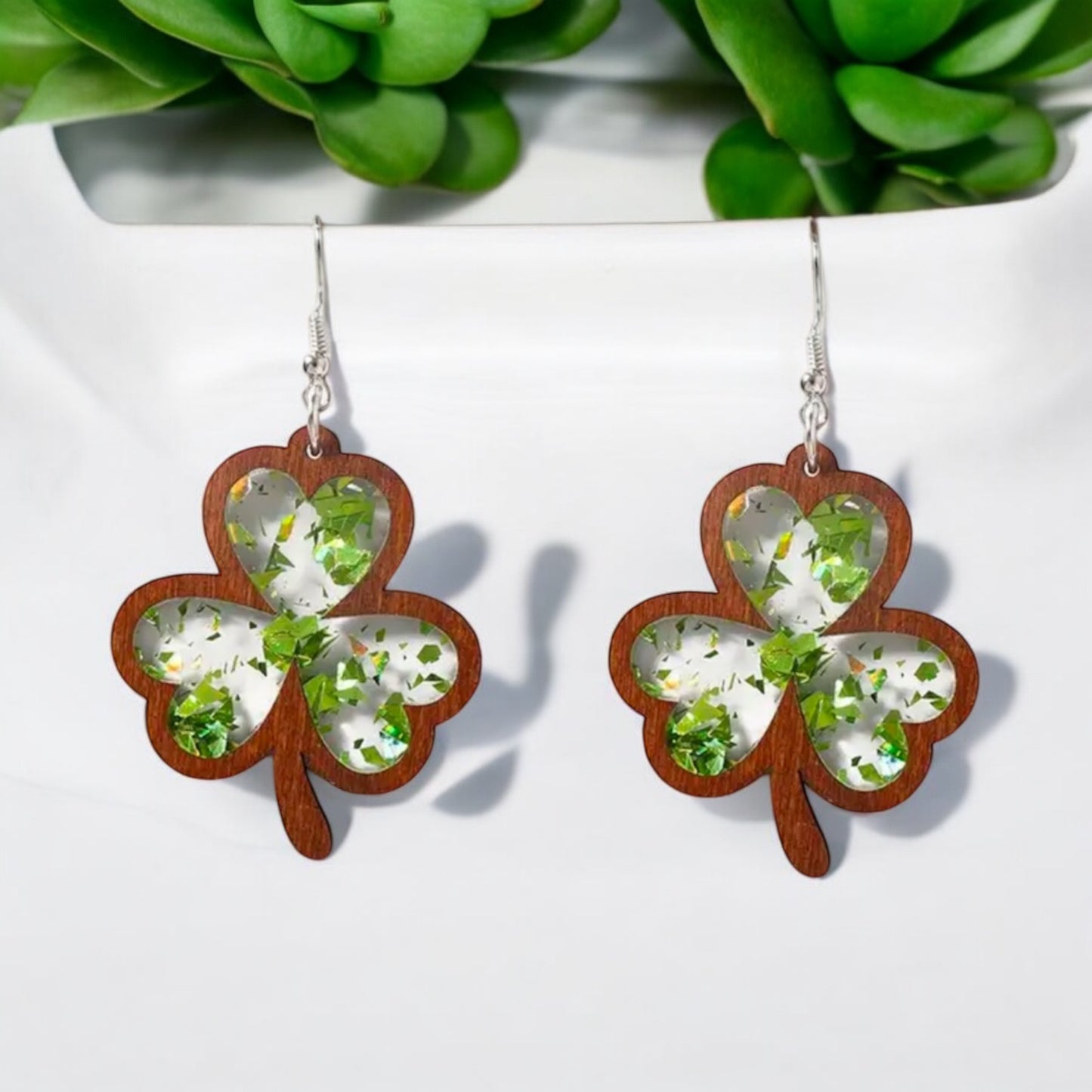 Lucky Shamrock Resin Earrings