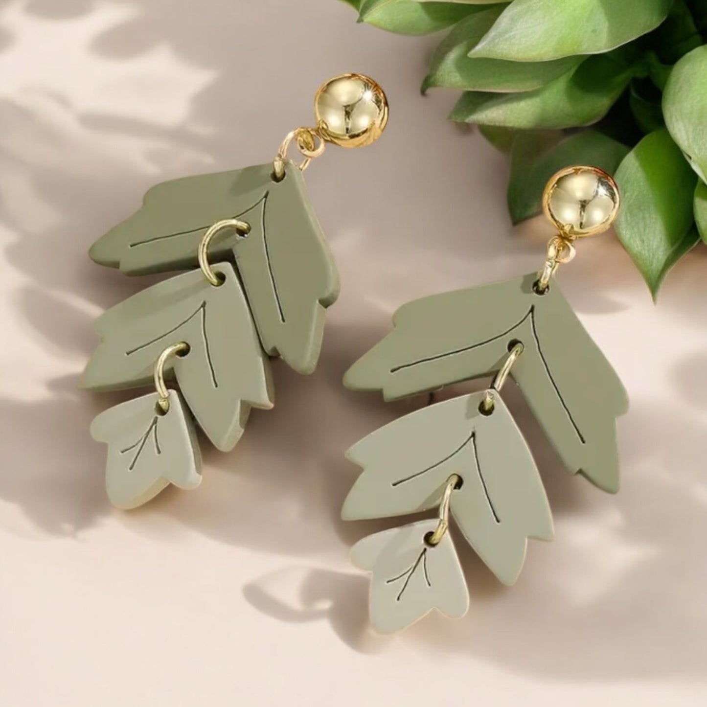 Elegant Sage Leaf Earrings