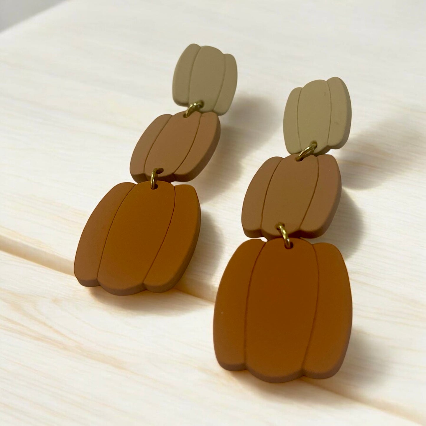 Three-Tier Pumpkin Earrings – Fall & Halloween Statement Jewelry