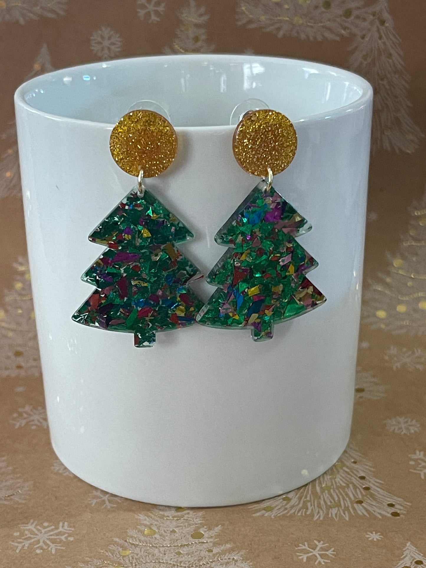 Glittering Christmas Tree Earrings