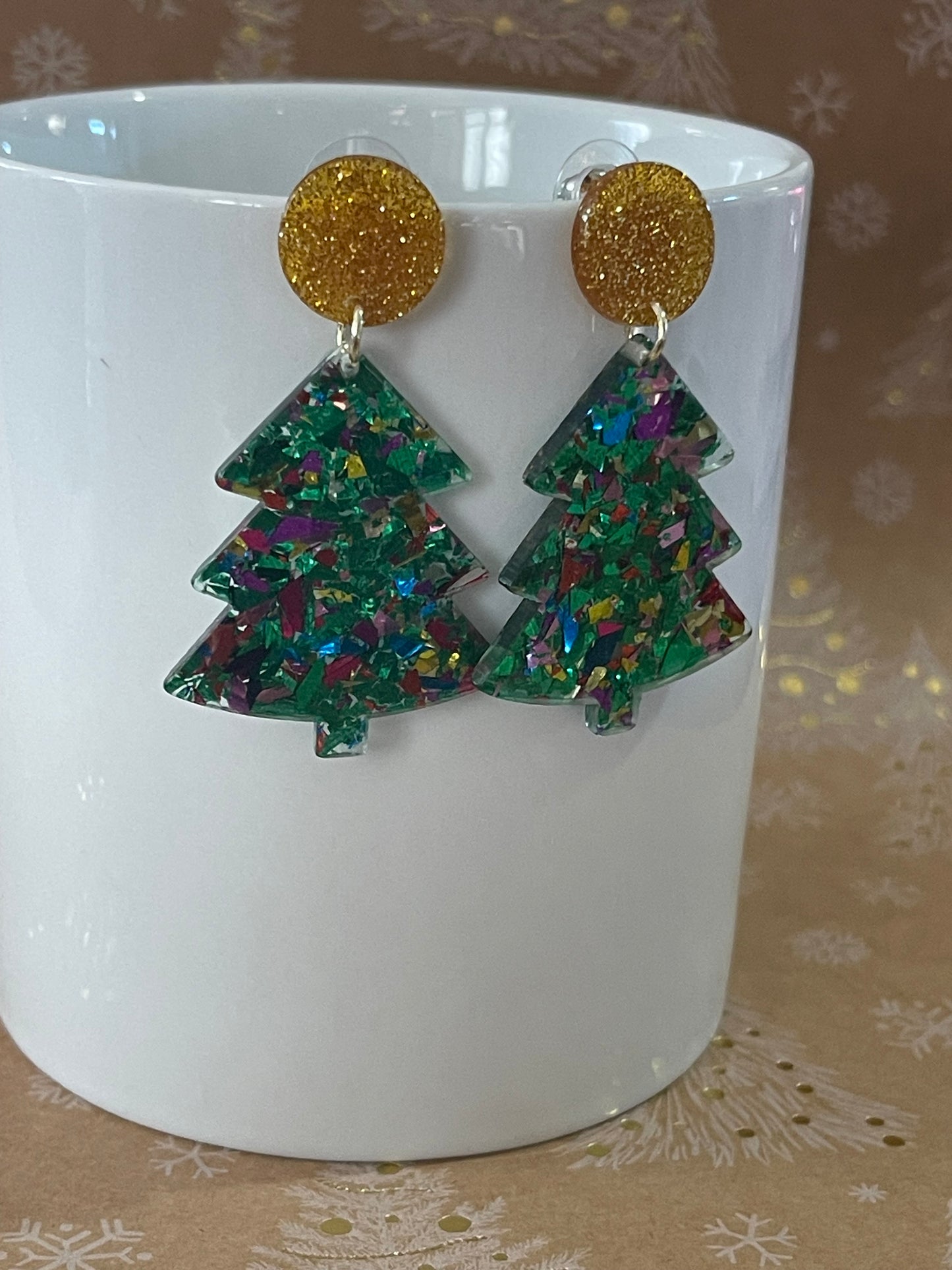 Glittering Christmas Tree Earrings