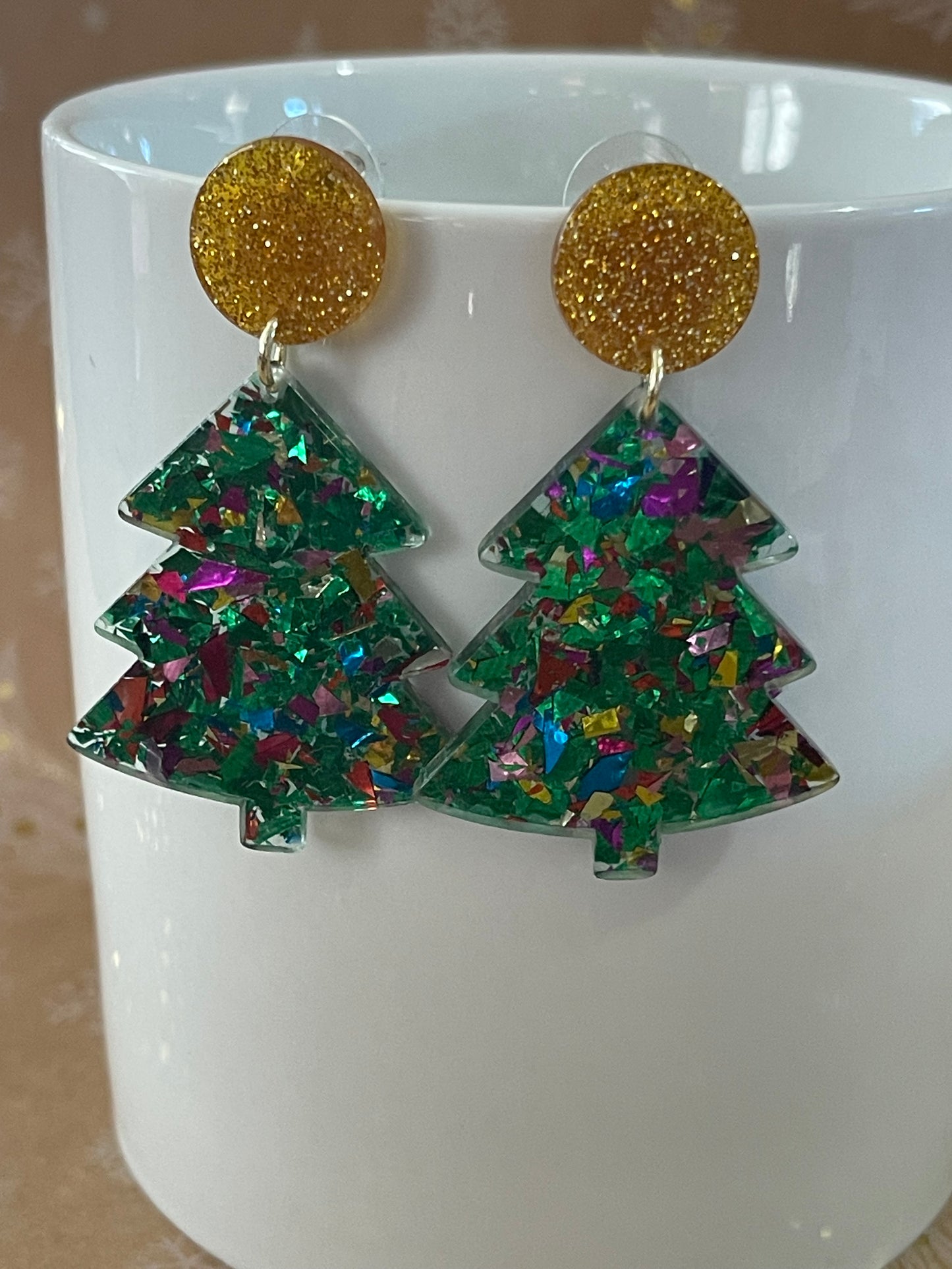 Glittering Christmas Tree Earrings