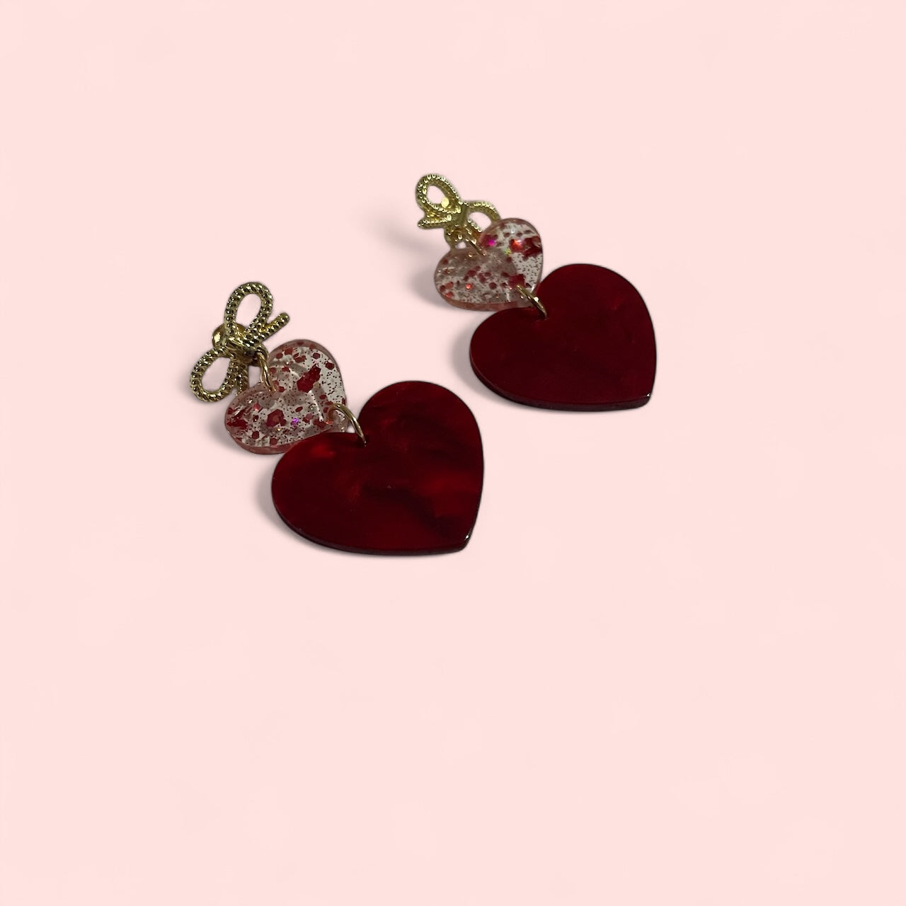 Elegant Double Heart Drop Earrings